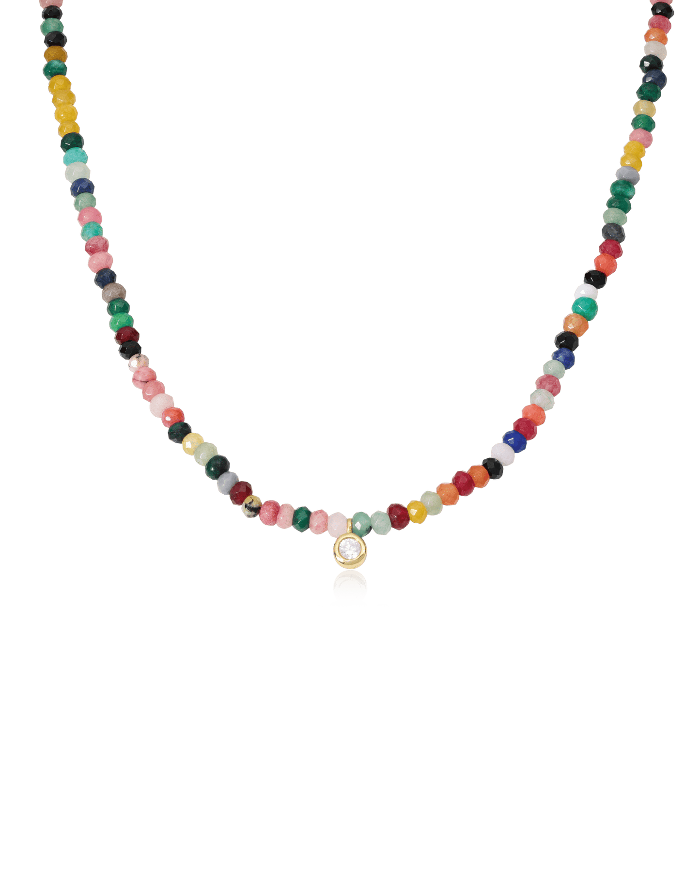 Green Jade and Diamond Necklace - 14K Yellow Gold Necklaces magal-dev Colorful Jade Gemstones Small: 0.03ct 16"