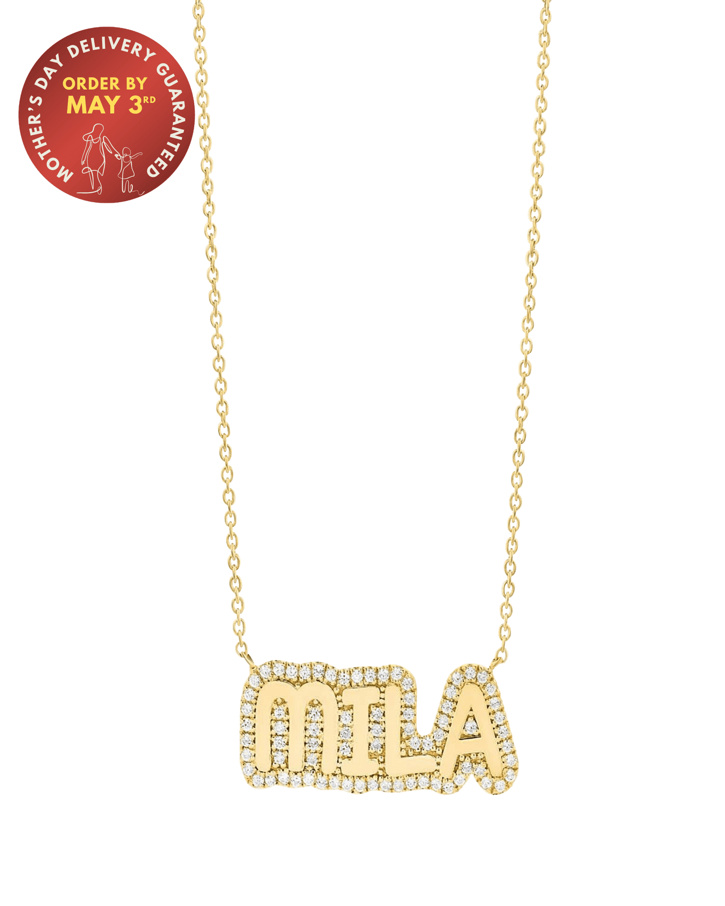 Bubble Nameplate - 18K Gold Vermeil Necklaces magal-dev