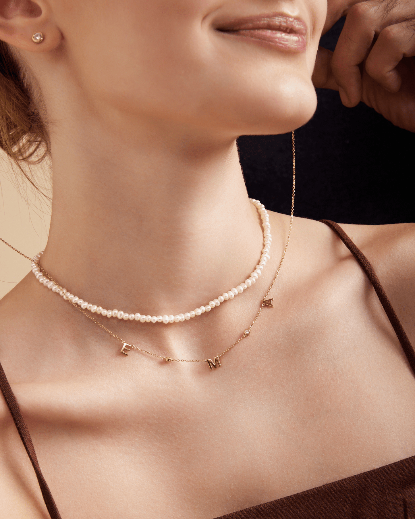 Collier Initial & Diamant(s) - Or Jaune Plaqué 18 carats Necklaces magal-dev