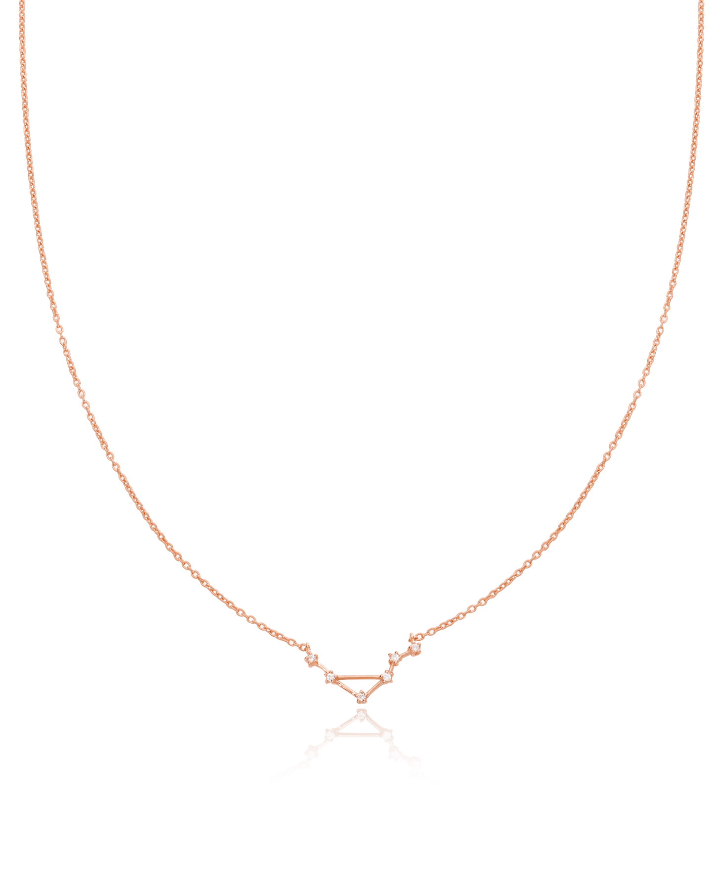 Single Constellation Necklace with Diamonds - 18K Rose Vermeil Necklaces magal-dev Aquarius (January 20 – February 18) 16"