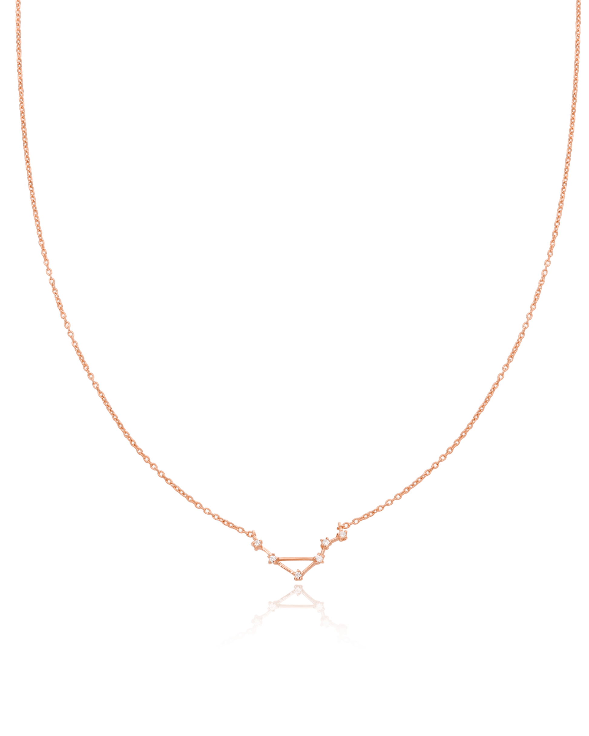 Single Constellation Necklace with Diamonds - 18K Rose Vermeil Necklaces magal-dev Aquarius (January 20 – February 18) 16"