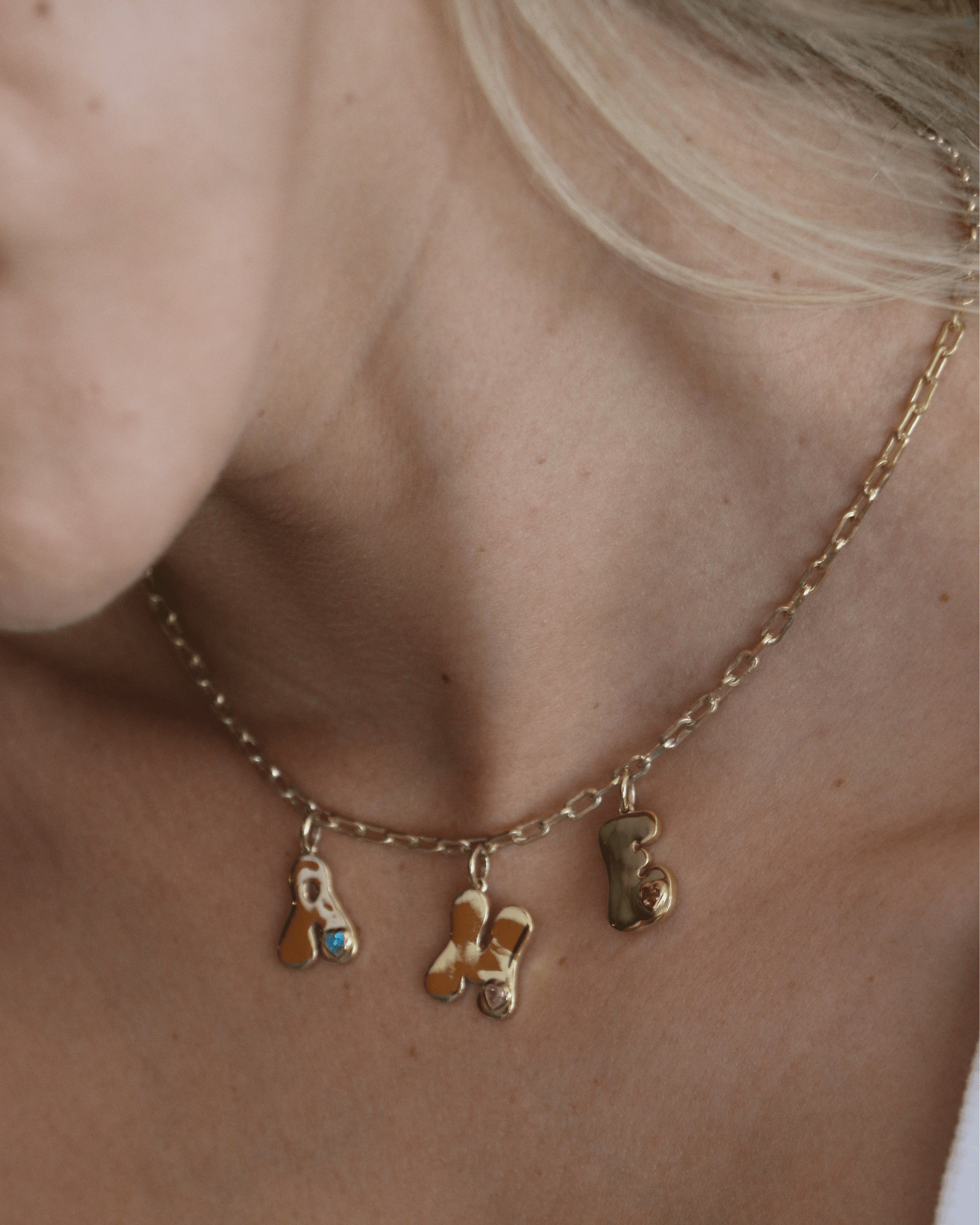 Retro Initial Charms Necklace - 18K Gold Vermeil Necklaces magal-dev