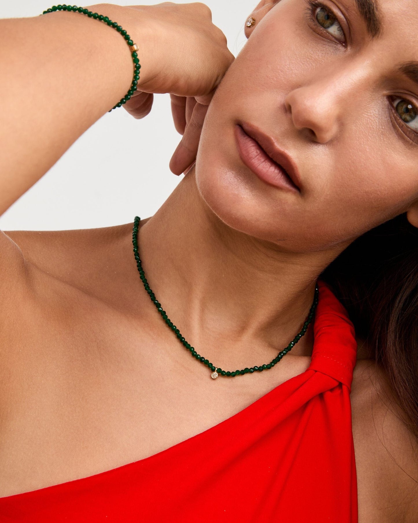 The Emerald Gemstone & Diamond Necklace - 14K White Gold Necklaces 14K Solid Gold