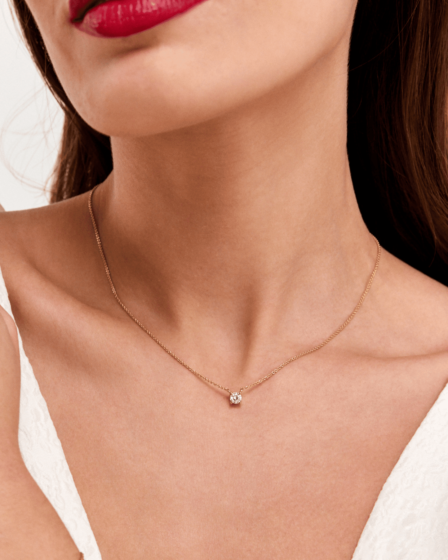 Collier Diamant Rond Solitaire - Or Rose Plaqué 18 carats Necklaces magal-dev