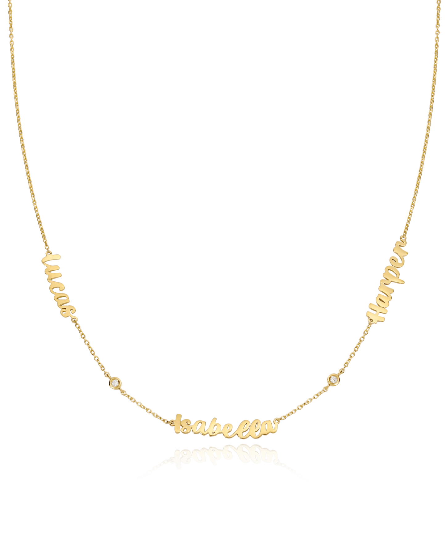 Collier Prénom(s) & Diamants - Or Jaune Plaqué 18 carats Necklaces magal-dev 1 Nom + 1 Diamant 40cm