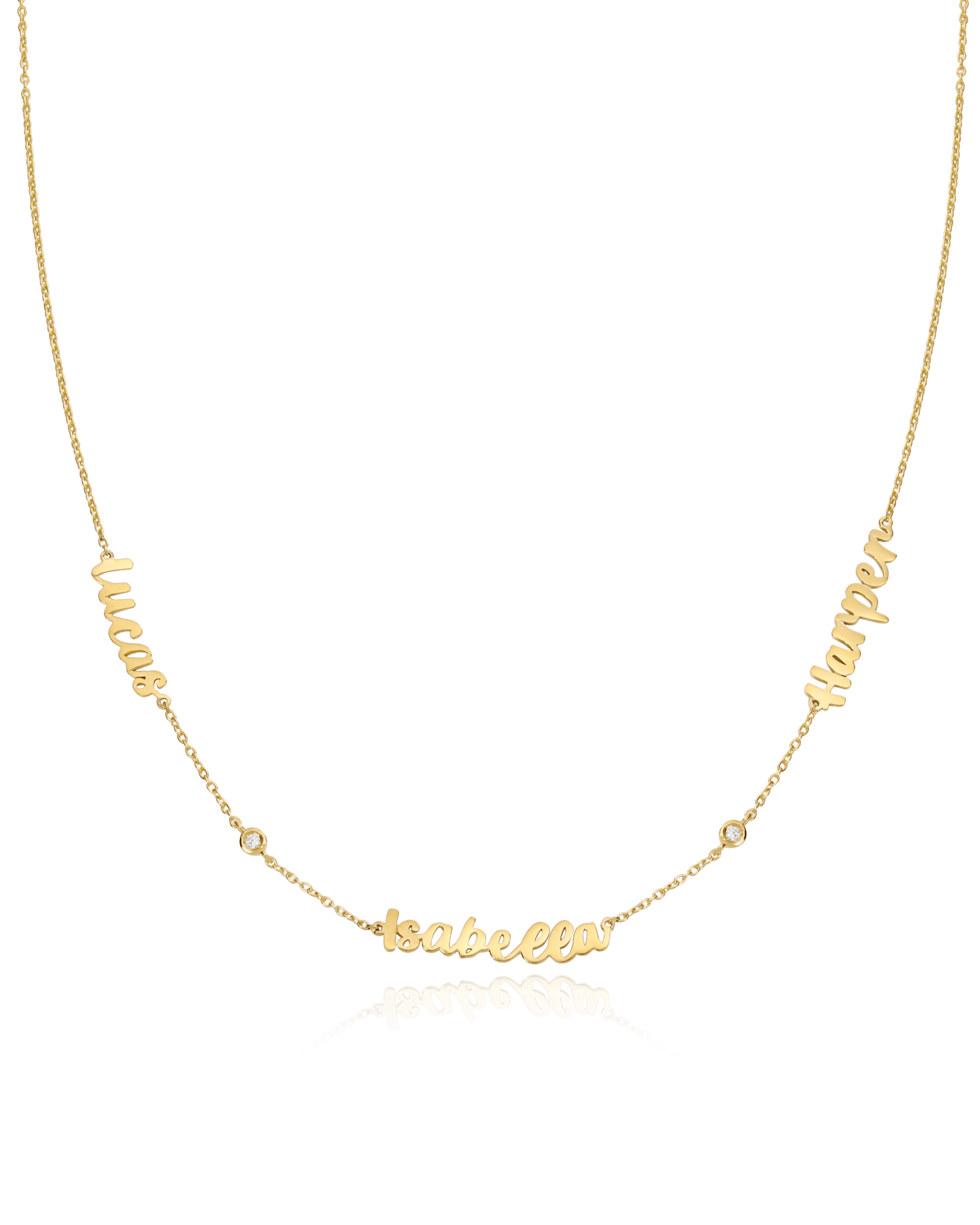 Name Necklace with Diamonds - 18K Gold Vermeil Necklaces magal-dev 1 Name + 1 Diamond 16"
