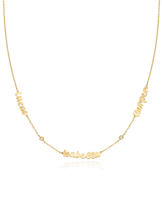 Name Necklace with Diamonds - 18K Gold Vermeil Necklaces magal-dev 1 Name + 1 Diamond 16"