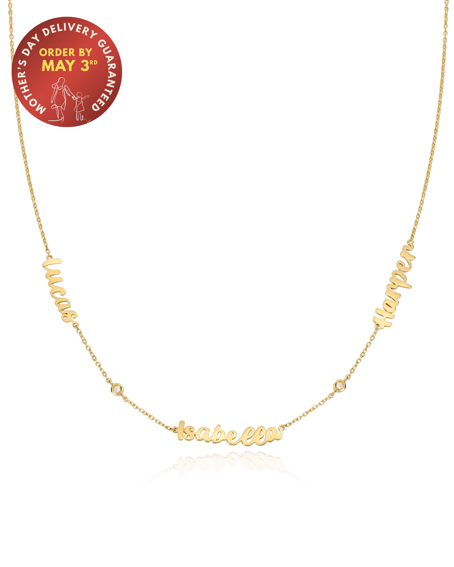 Name Necklace with Diamonds - 18K Gold Vermeil Necklaces magal-dev