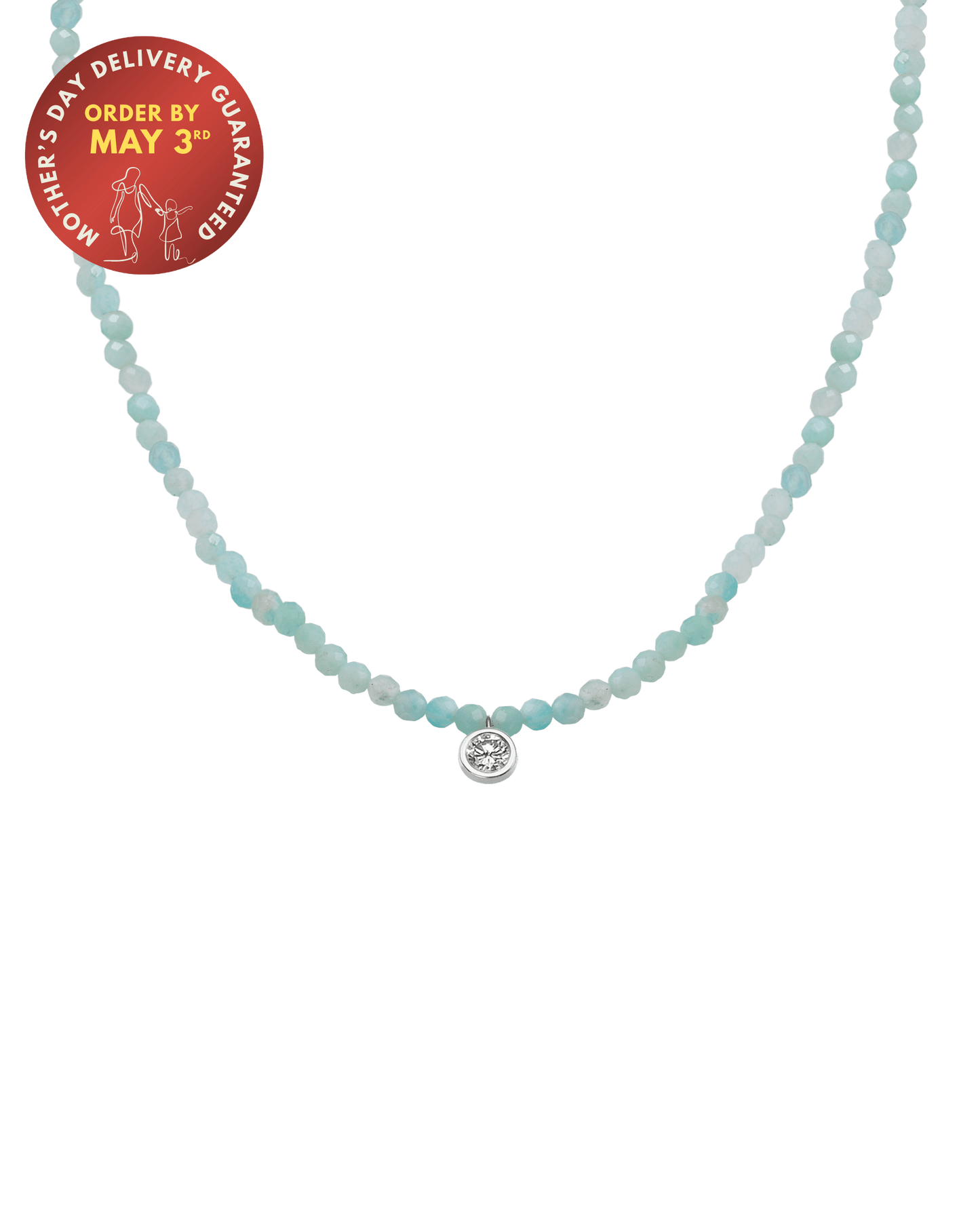 Apatite Gemstone & Diamond Necklace - 14K White Gold Necklaces 14K Solid Gold