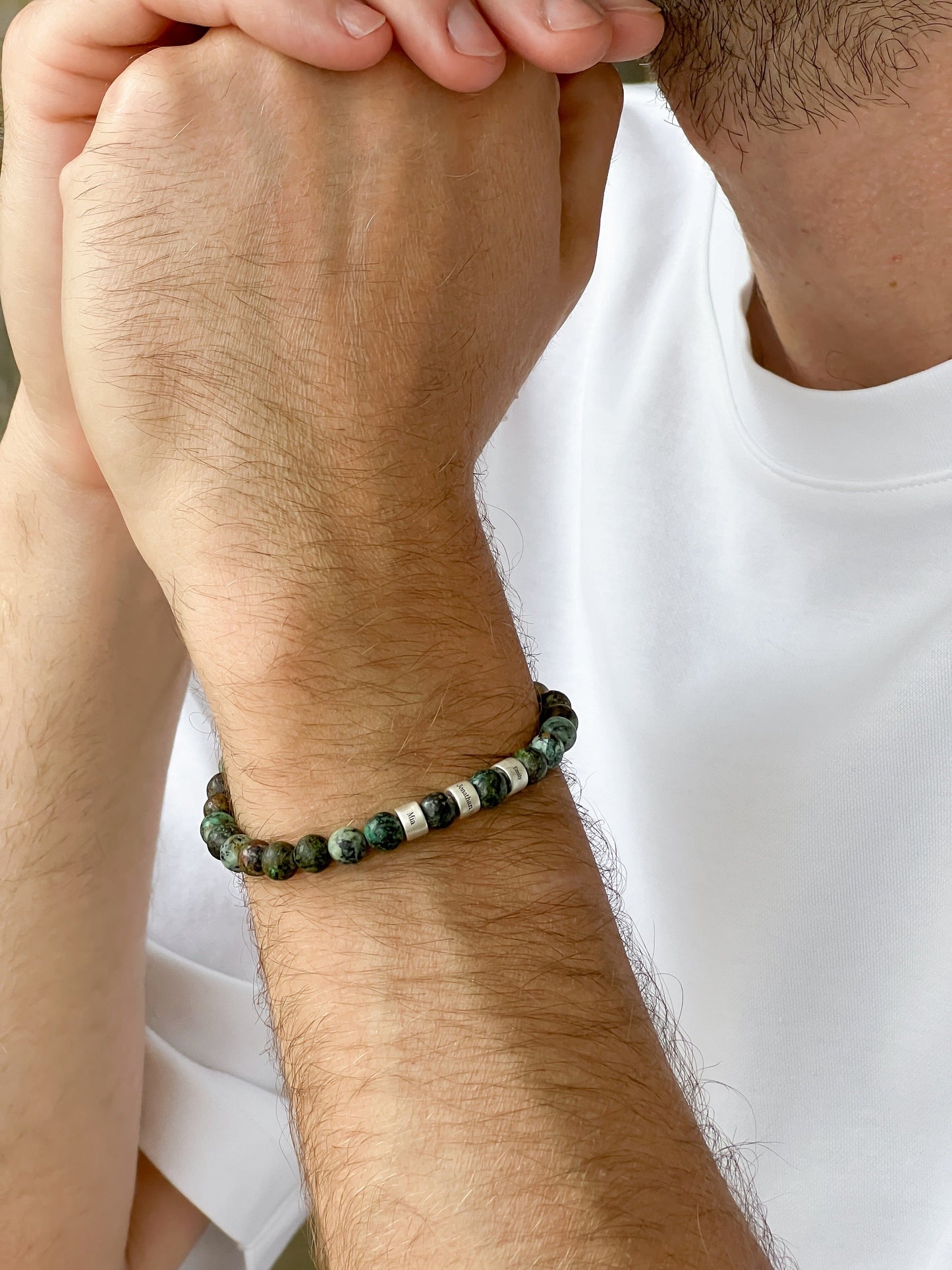 Dad's Legacy Beads Bracelet w/ Black Onyx Stones - 925 Sterling Silver Bracelets magal-dev