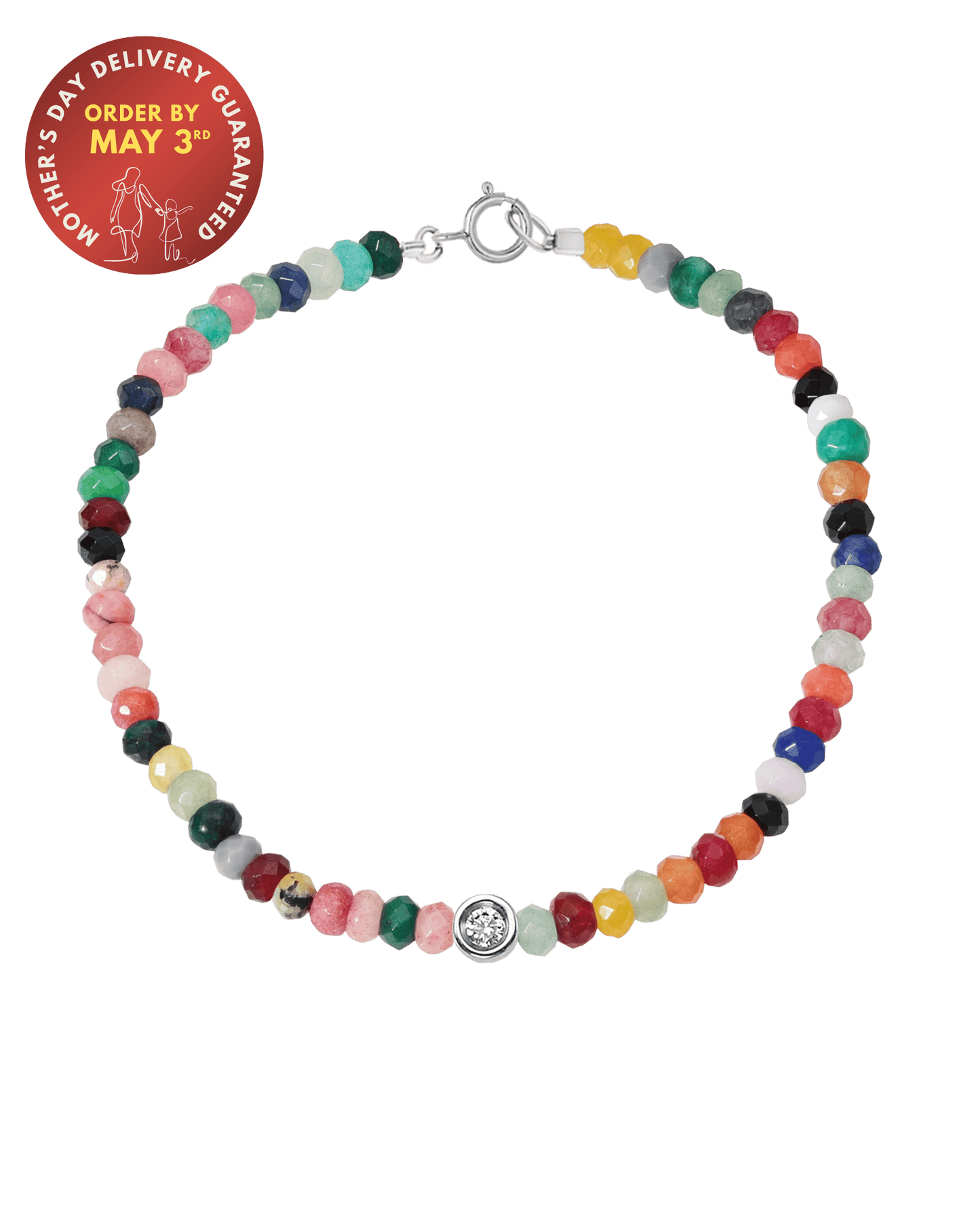 Watermelon Gemstone & Diamond Bracelet - 14K White Gold Bracelets magal-dev