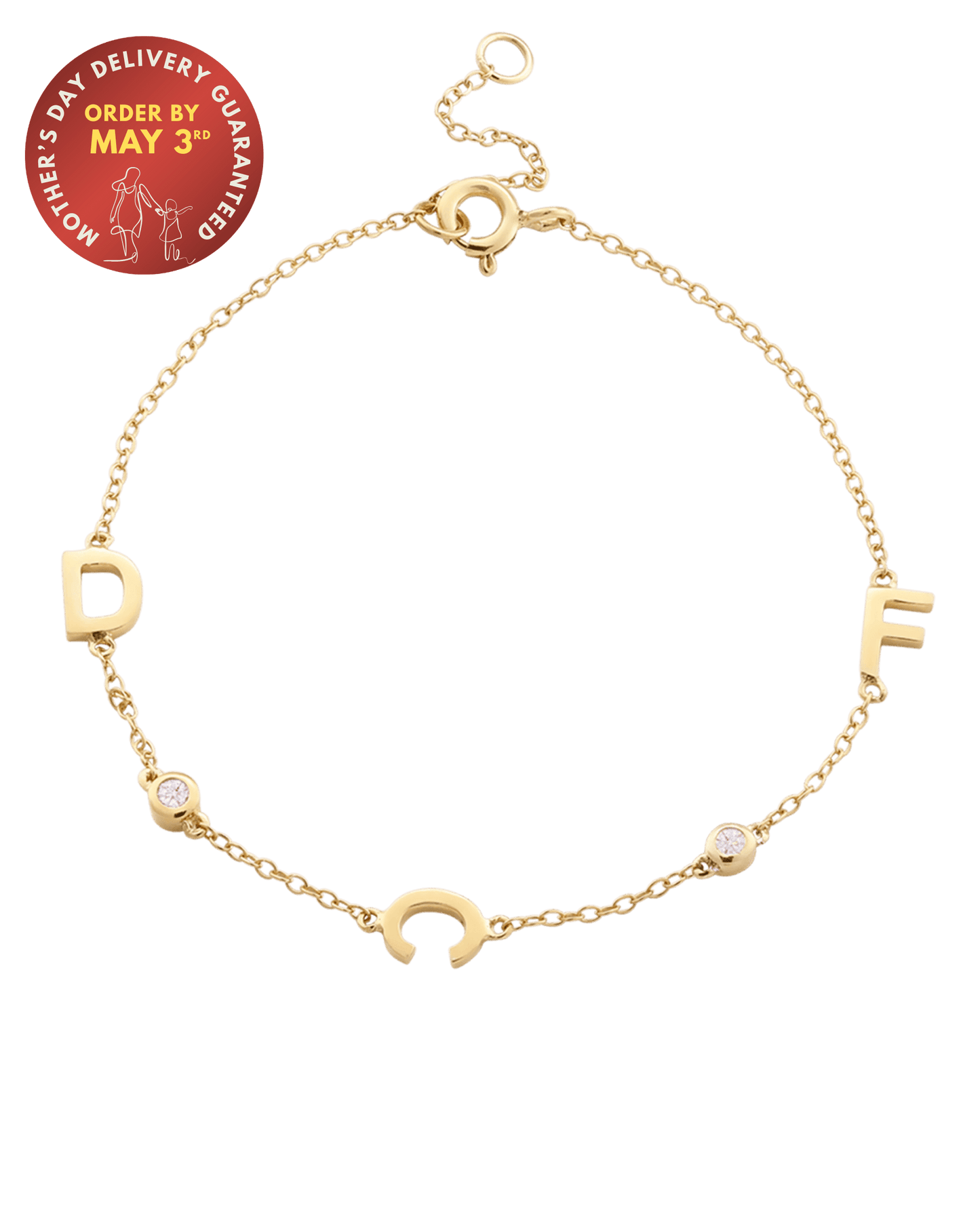 The Initial Bracelet with Diamonds - 18K Gold Vermeil Bracelets magal-dev