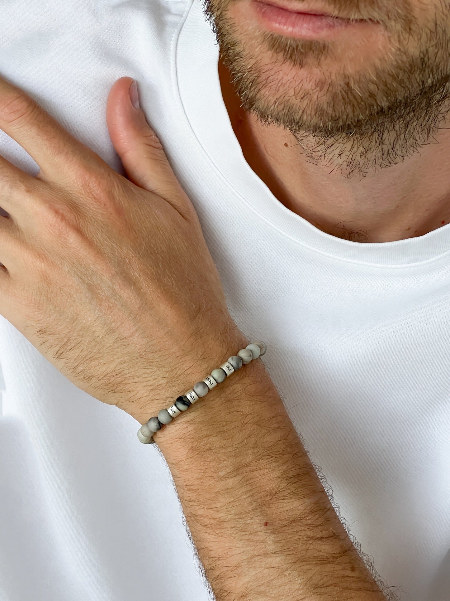 Dad's Legacy Beads Bracelet w/ Black Onyx Stones - 925 Sterling Silver Bracelets magal-dev