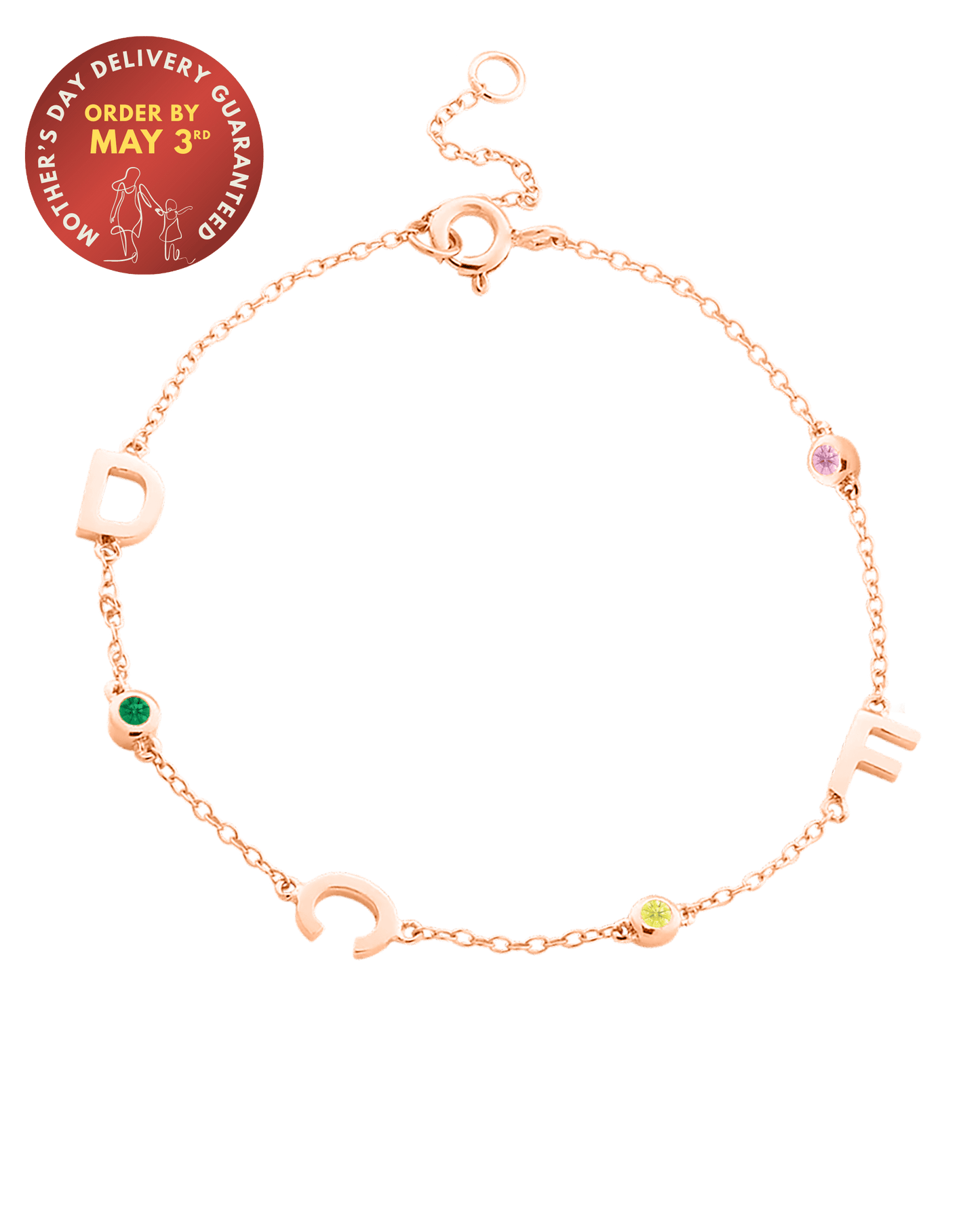 The Initial Birthstone Bracelet - 18K Rose Vermeil Bracelets magal-dev