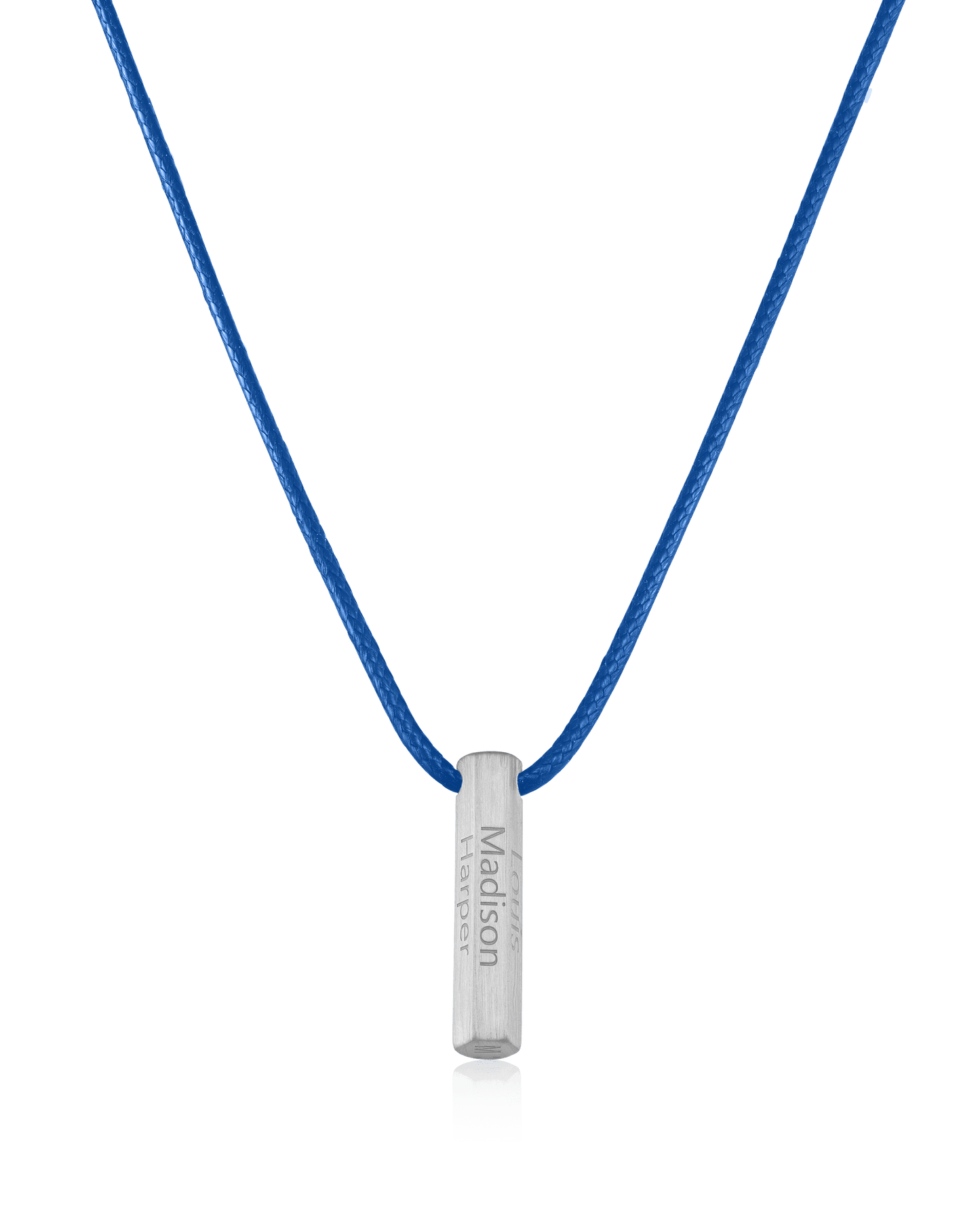 Apex Bar Necklace - 925 Sterling Silver Necklaces magal-dev Blue 1 Name Adjustable cord 20"- 24"