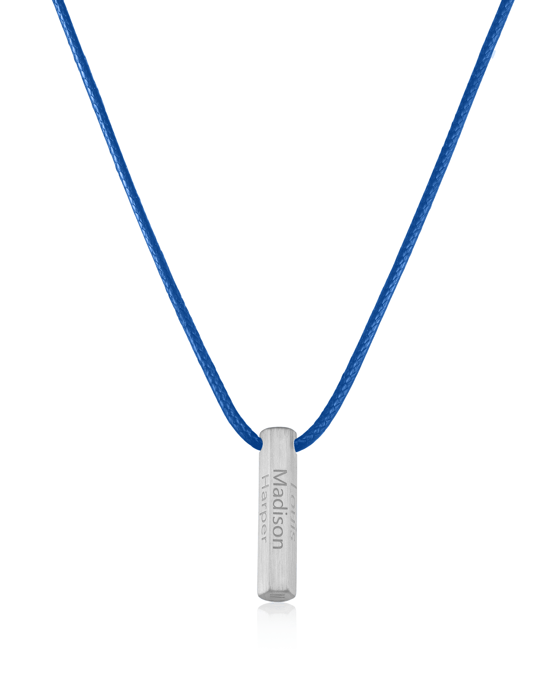 Apex Bar Necklace - 925 Sterling Silver Necklaces magal-dev Blue 1 Name Adjustable cord 20"- 24"