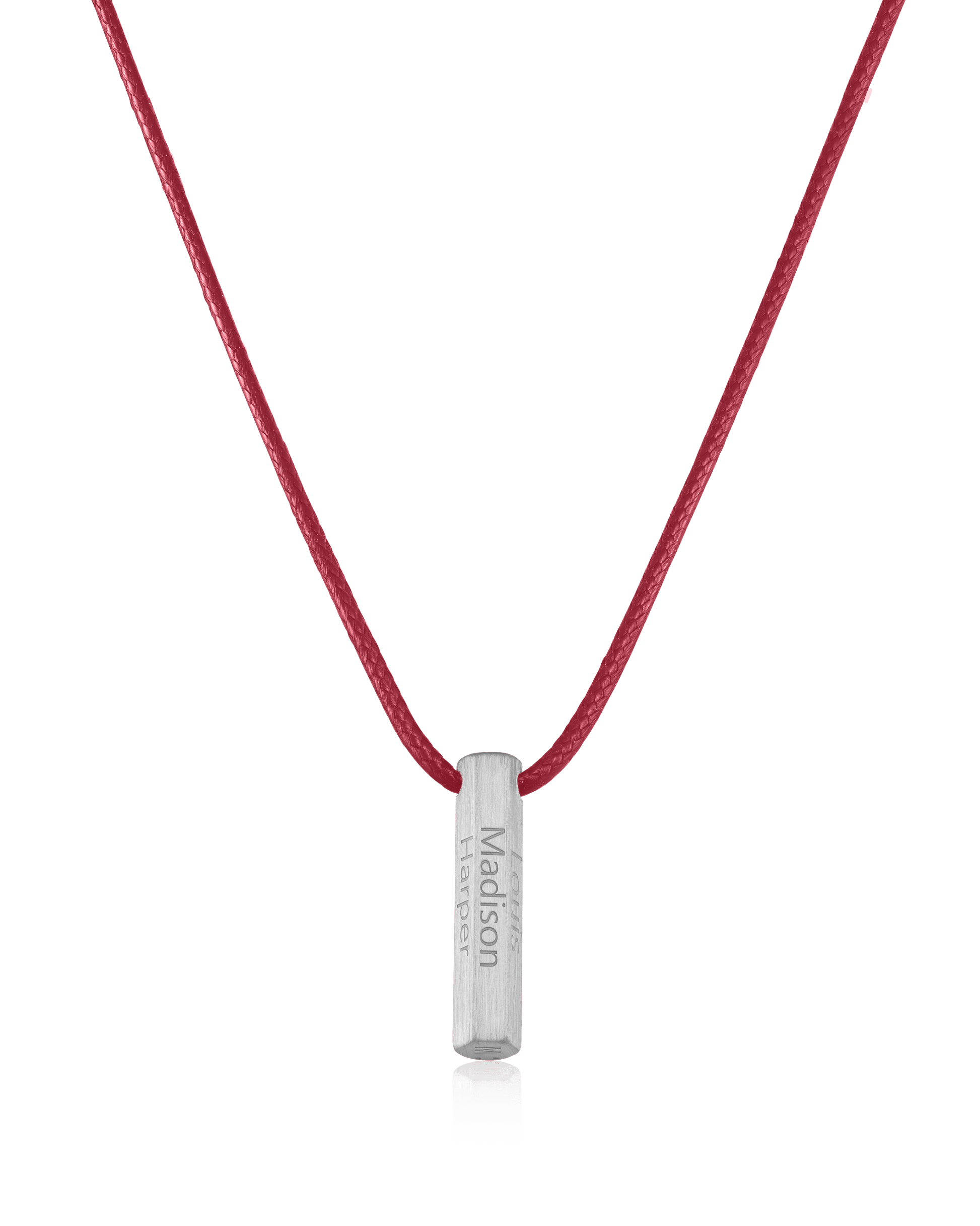 Apex Bar Necklace - 925 Sterling Silver Necklaces magal-dev Red 1 Name Adjustable cord 20"- 24"