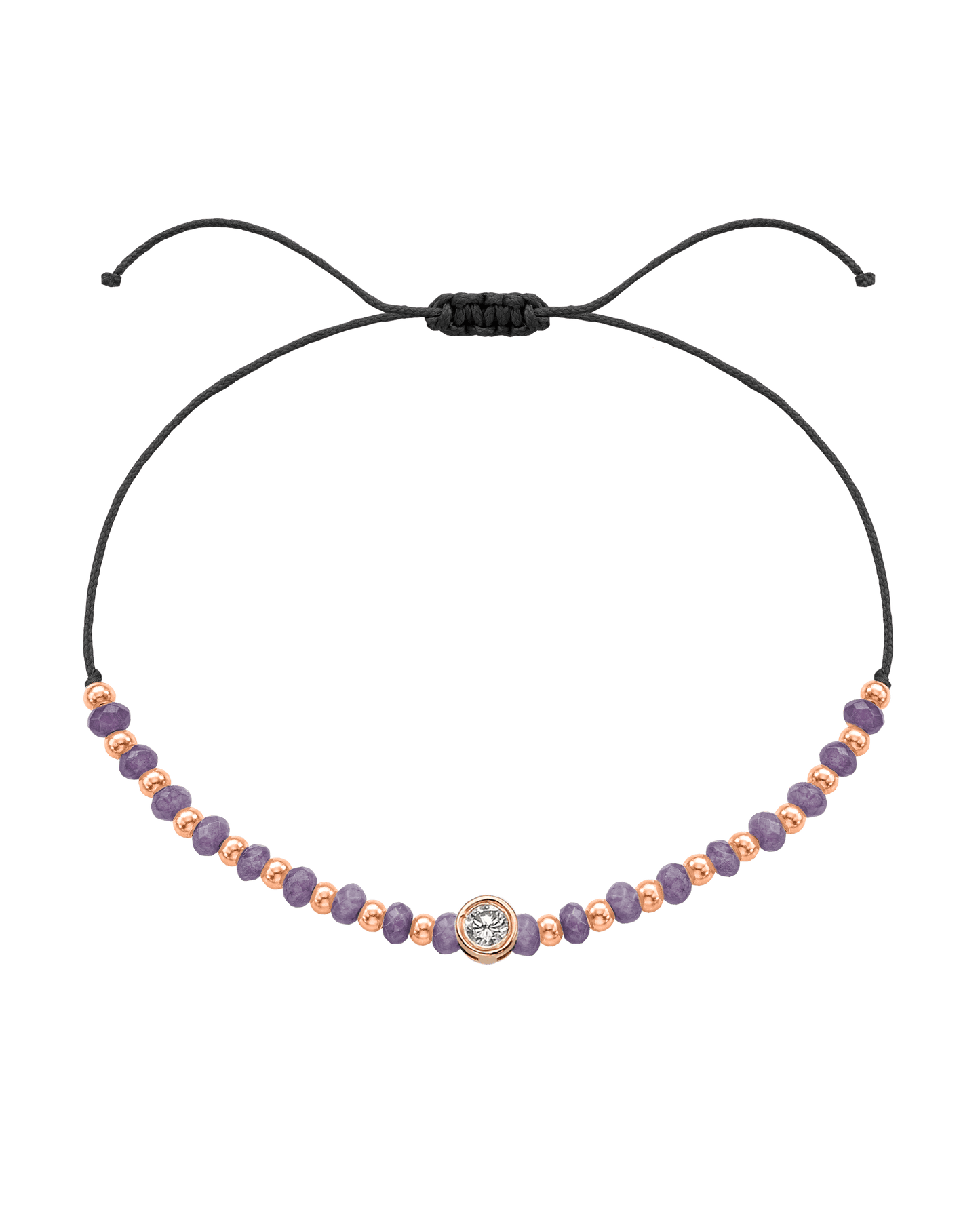 Amethyst Gemstone String of Love Bracelet for Tranquility - 14K Rose Gold Bracelets magal-dev Black Large: 0.1ct