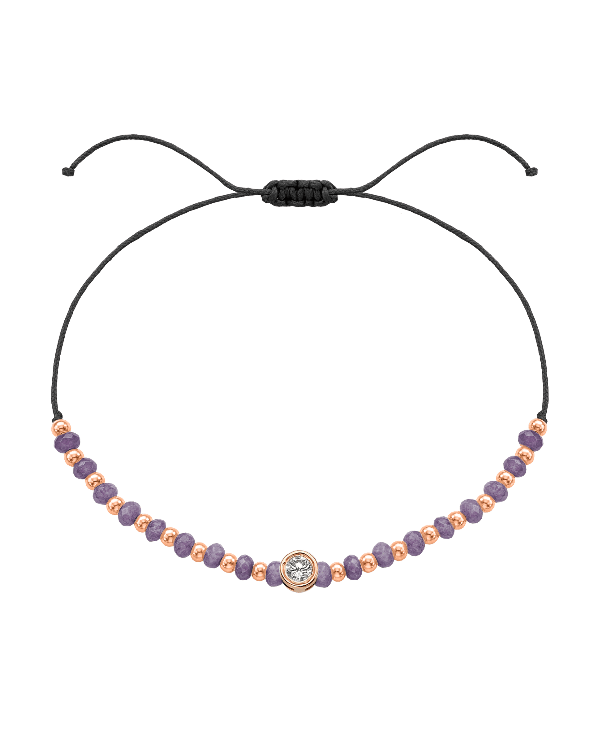 Amethyst Gemstone String of Love Bracelet for Tranquility - 14K Rose Gold Bracelets magal-dev Black Large: 0.1ct