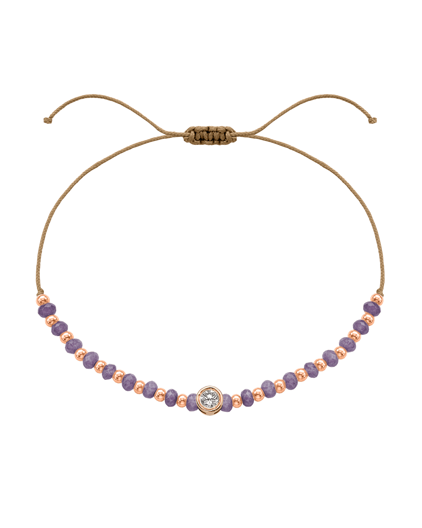 Amethyst Gemstone String of Love Bracelet for Tranquility - 14K Rose Gold Bracelets magal-dev Camel Large: 0.1ct