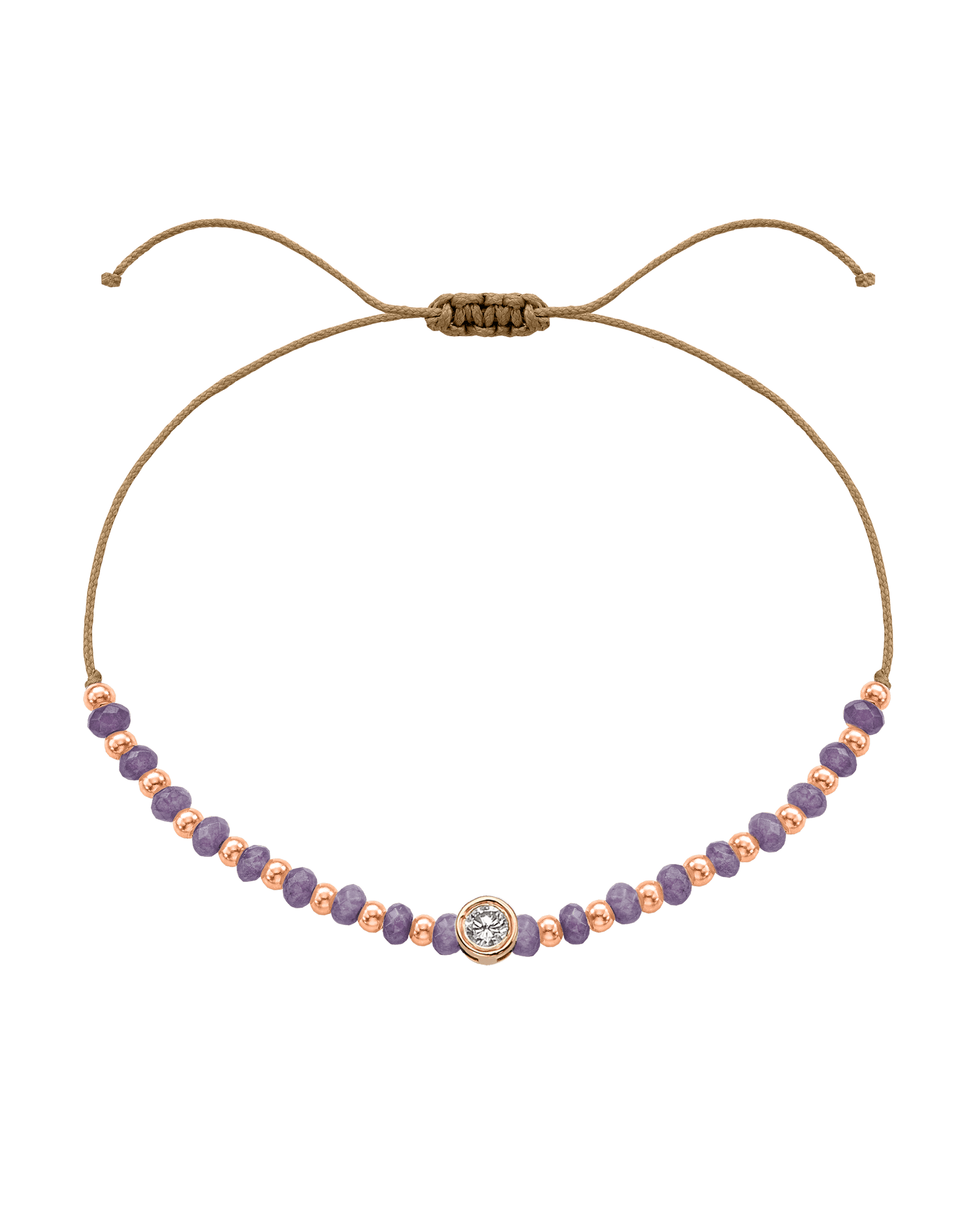 Amethyst Gemstone String of Love Bracelet for Tranquility - 14K Rose Gold Bracelets magal-dev Camel Large: 0.1ct