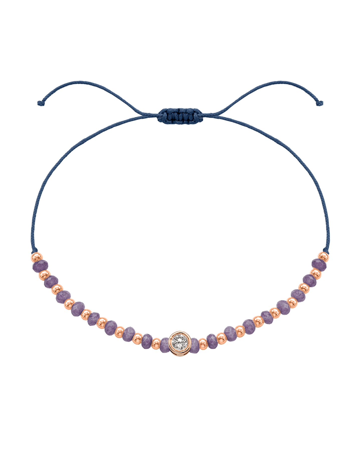 Amethyst Gemstone String of Love Bracelet for Tranquility - 14K Rose Gold Bracelets magal-dev Indigo Large: 0.1ct