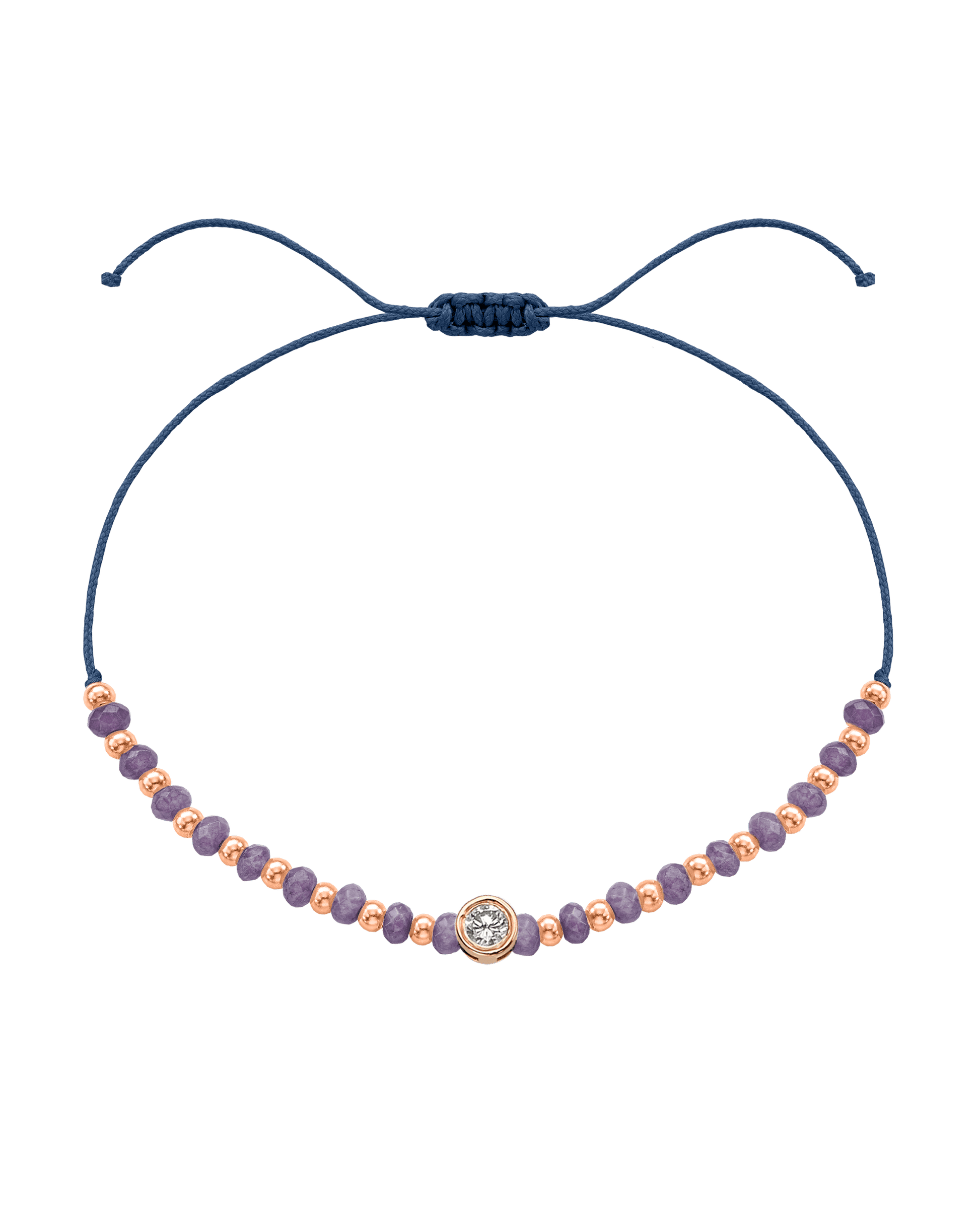 Amethyst Gemstone String of Love Bracelet for Tranquility - 14K Rose Gold Bracelets magal-dev Indigo Large: 0.1ct