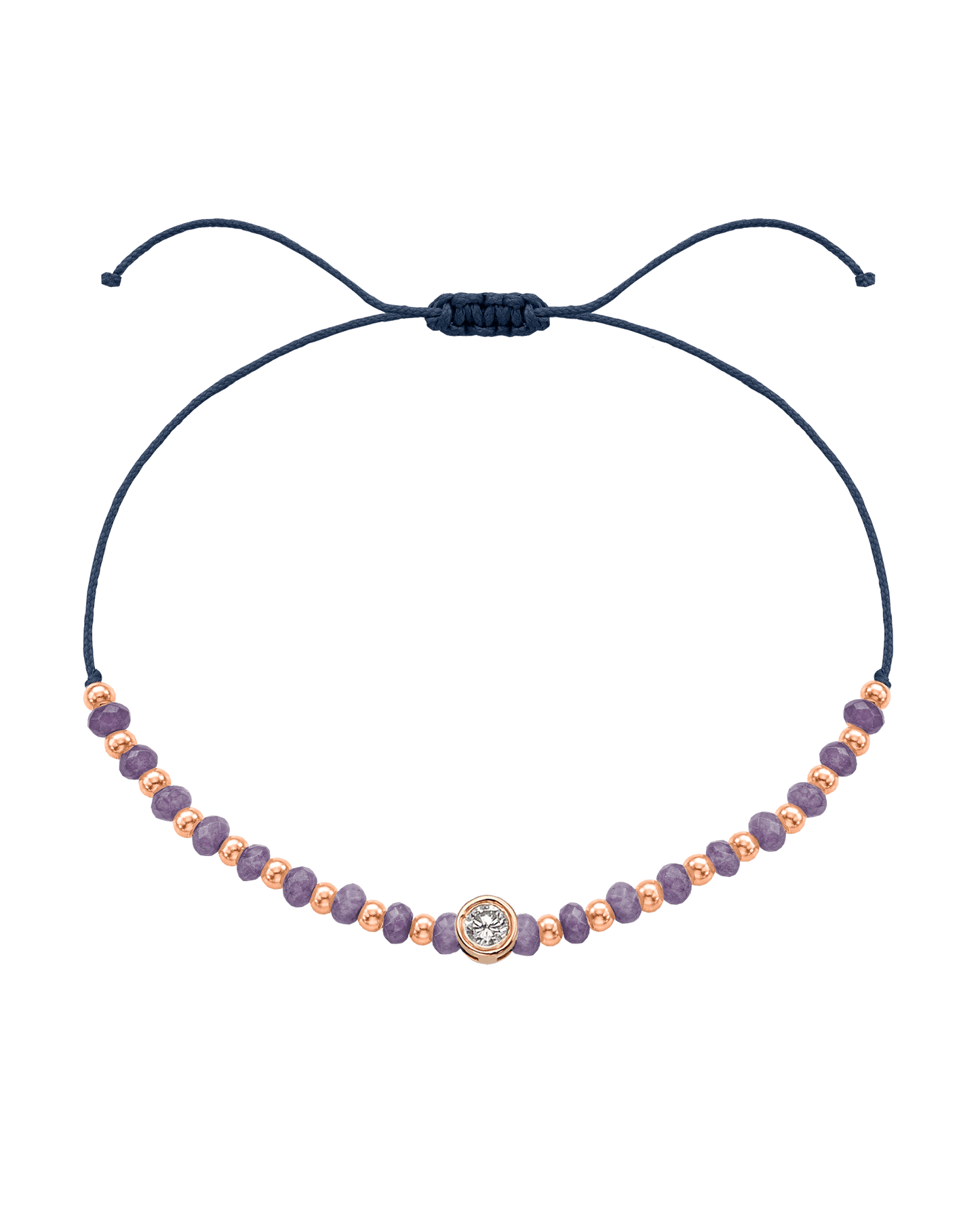 Amethyst Gemstone String of Love Bracelet for Tranquility - 14K Rose Gold Bracelets magal-dev Navy Blue Large: 0.1ct