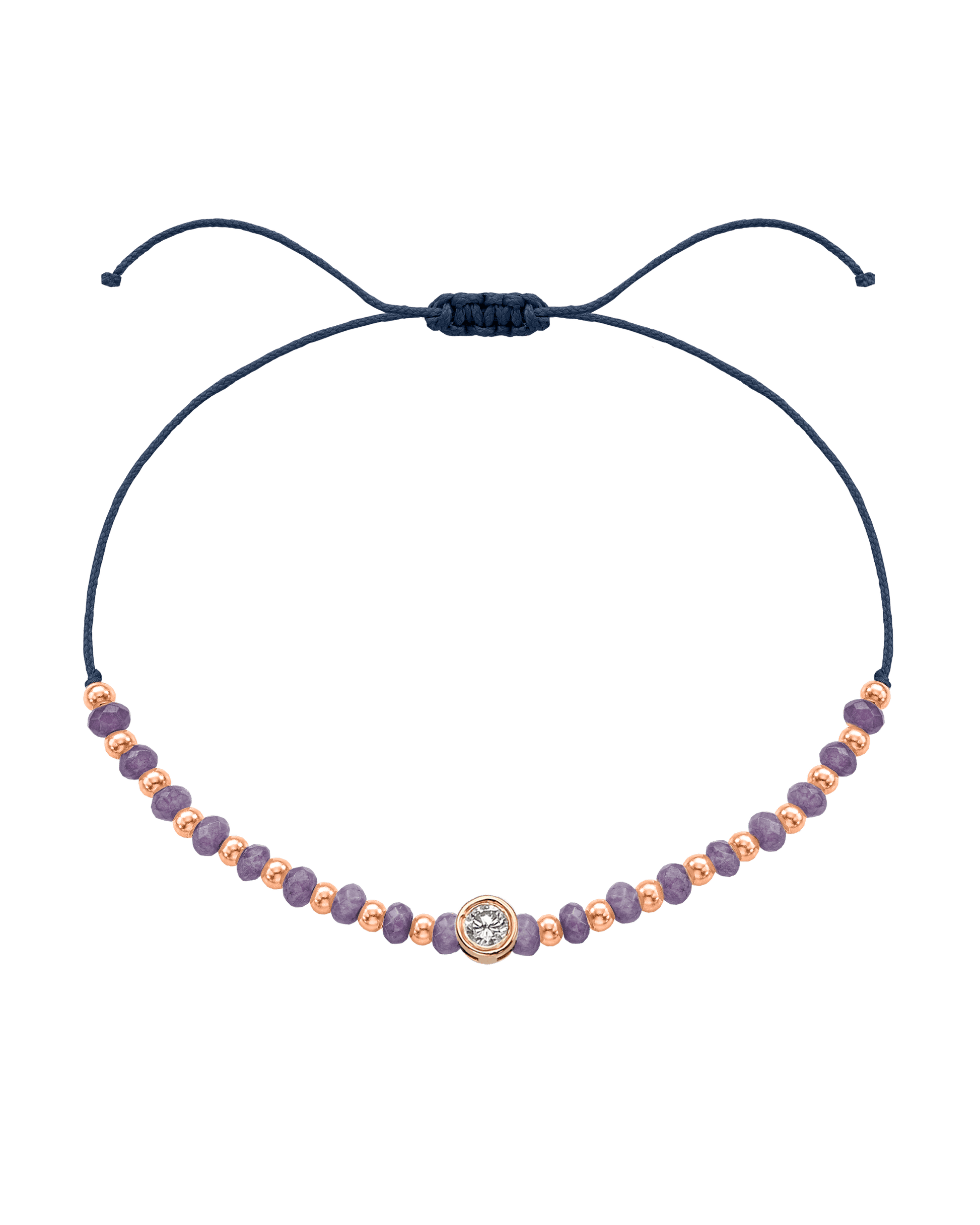 Amethyst Gemstone String of Love Bracelet for Tranquility - 14K Rose Gold Bracelets magal-dev Navy Blue Large: 0.1ct