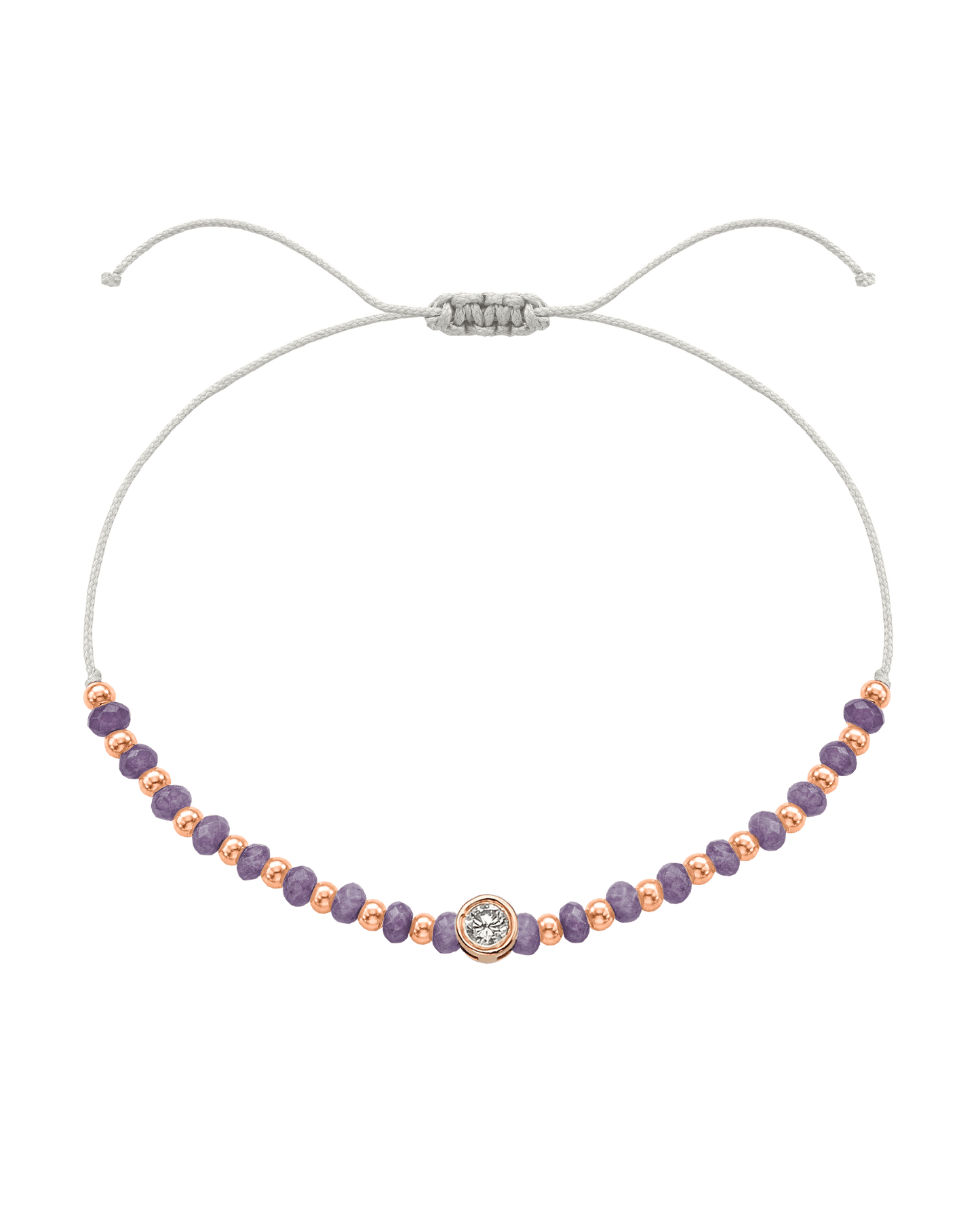 Amethyst Gemstone String of Love Bracelet for Tranquility - 14K Rose Gold Bracelets magal-dev Pearl Large: 0.1ct