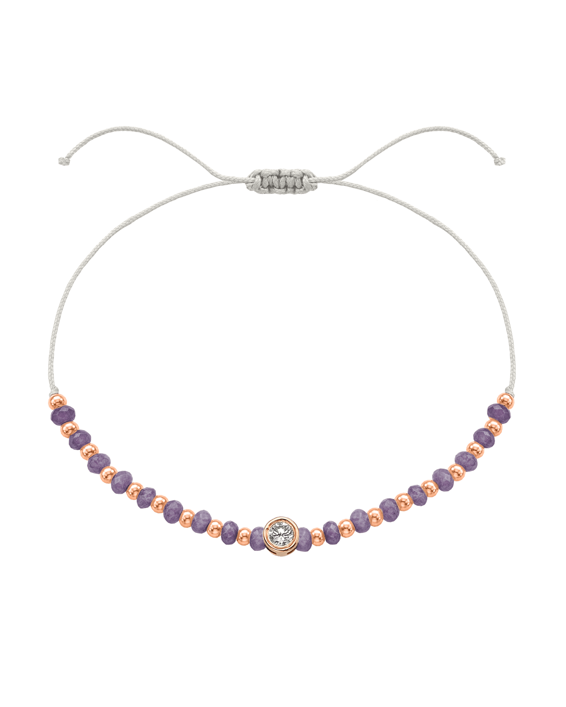 Amethyst Gemstone String of Love Bracelet for Tranquility - 14K Rose Gold Bracelets magal-dev Pearl Large: 0.1ct