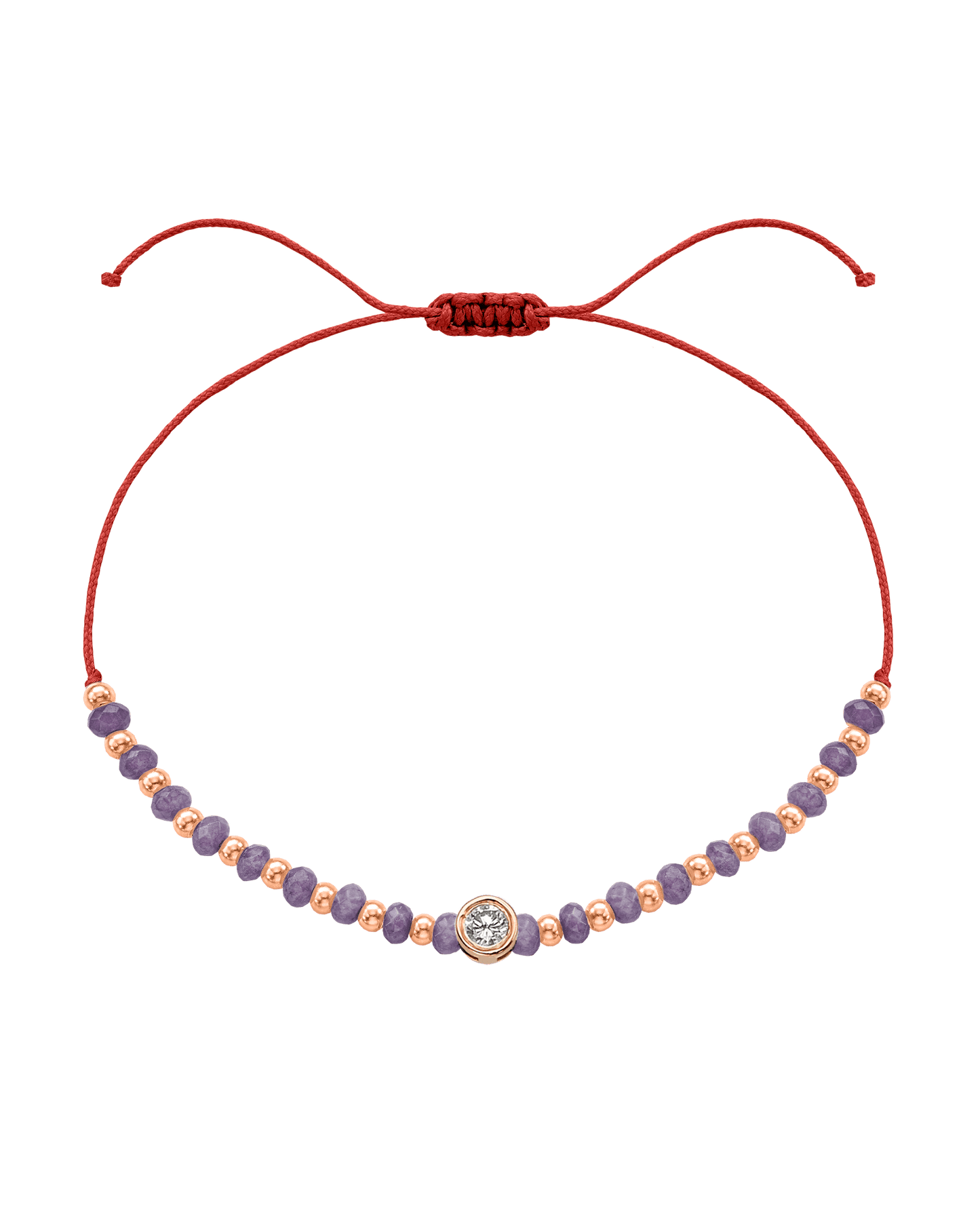 Amethyst Gemstone String of Love Bracelet for Tranquility - 14K Rose Gold Bracelets magal-dev Red Large: 0.1ct