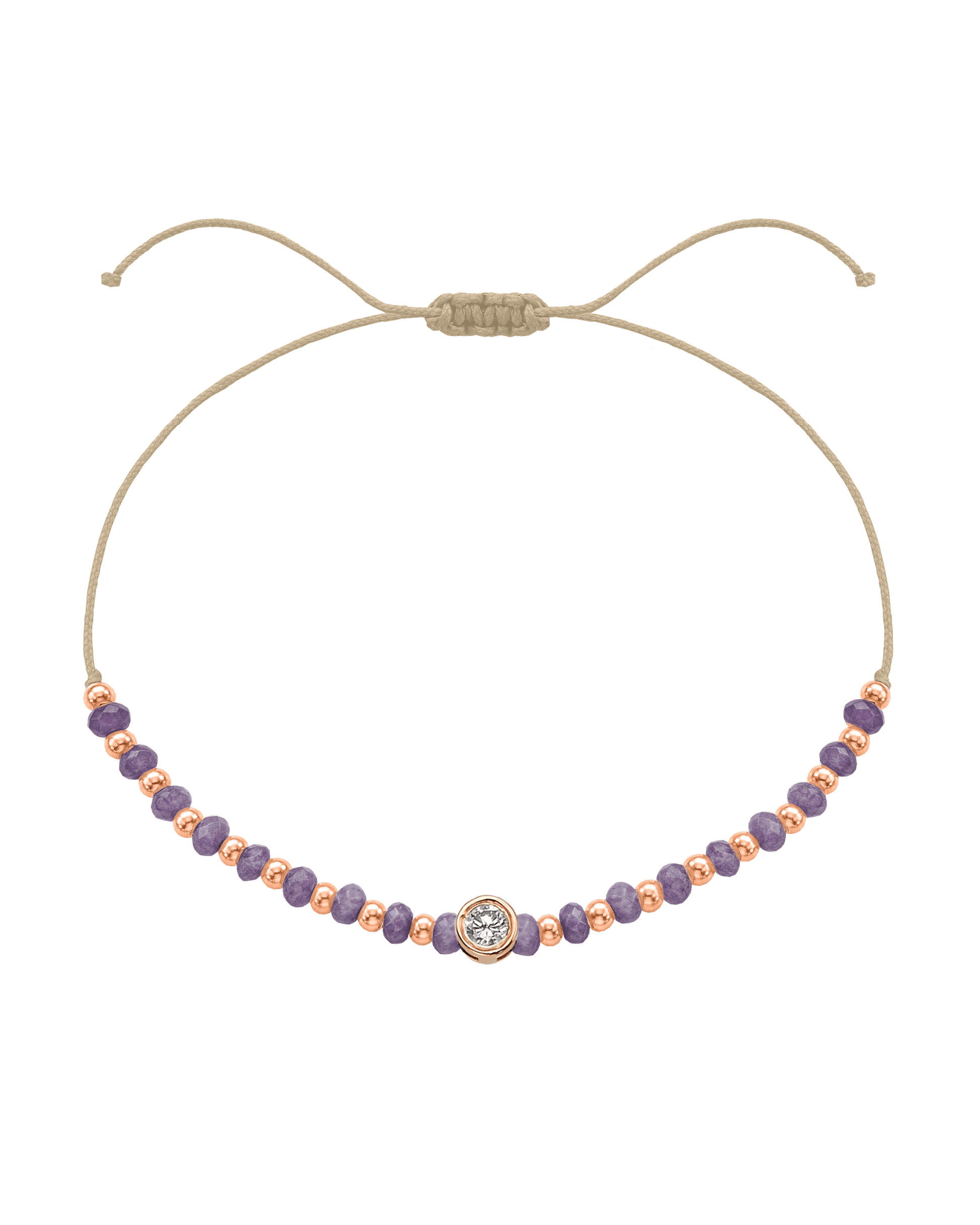 Amethyst Gemstone String of Love Bracelet for Tranquility - 14K Rose Gold Bracelets magal-dev Beige Large: 0.1ct