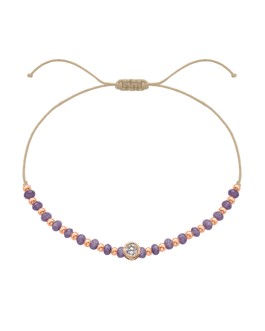 Amethyst Gemstone String of Love Bracelet for Tranquility - 14K Rose Gold Bracelets magal-dev Beige Large: 0.1ct