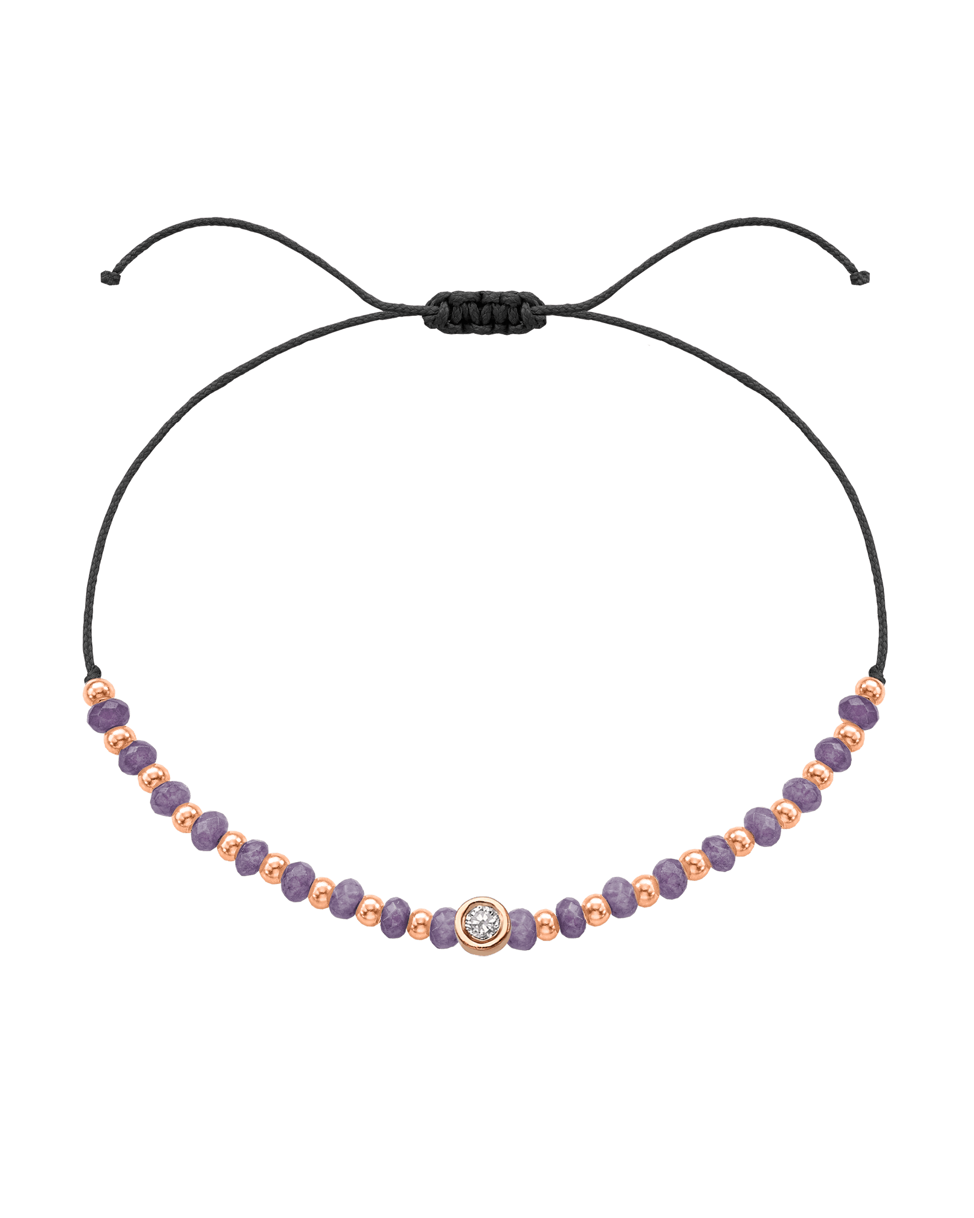 Amethyst Gemstone String of Love Bracelet for Tranquility - 14K Rose Gold Bracelets magal-dev Black Medium: 0.04ct