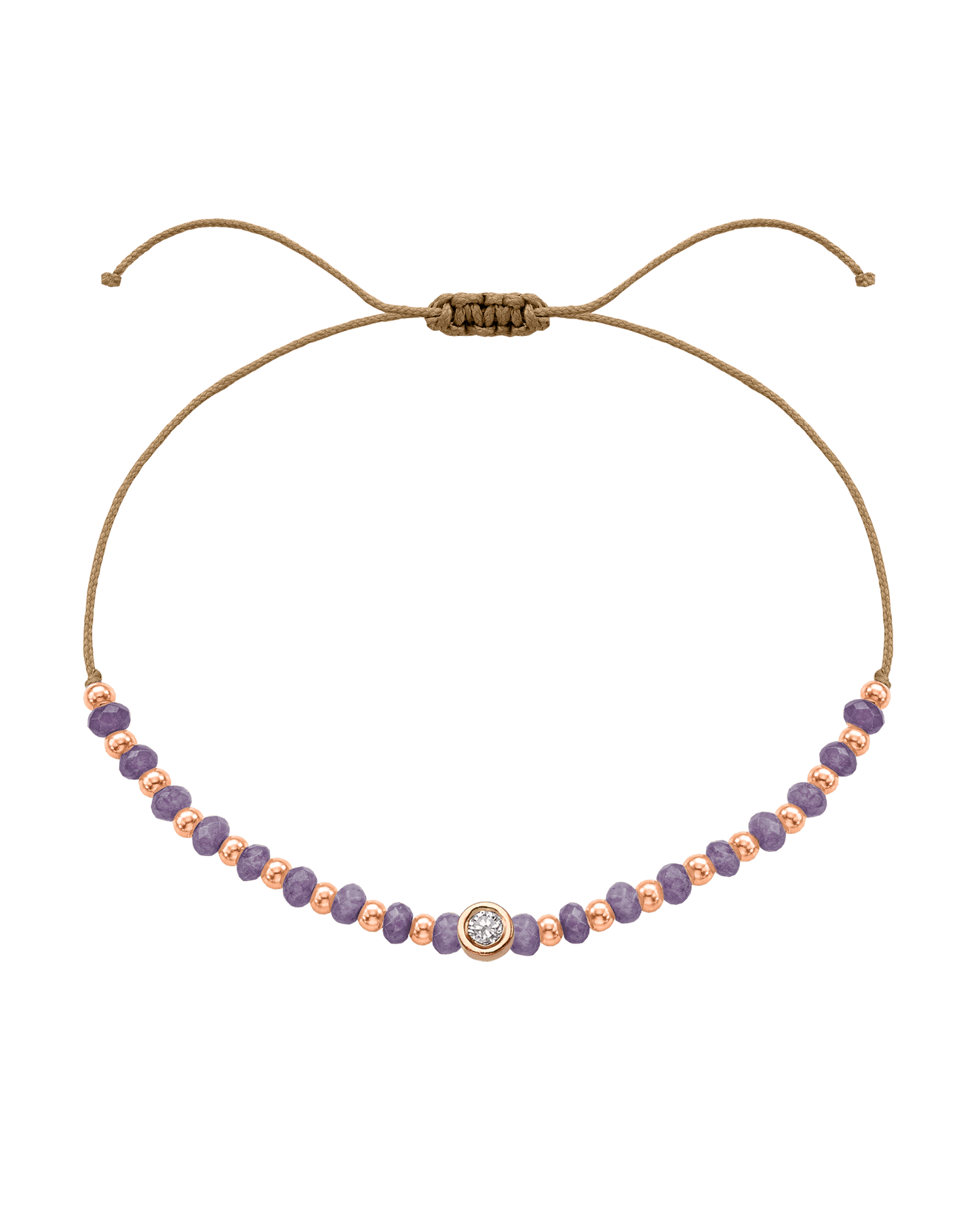 Amethyst Gemstone String of Love Bracelet for Tranquility - 14K Rose Gold Bracelets magal-dev Camel Medium: 0.04ct