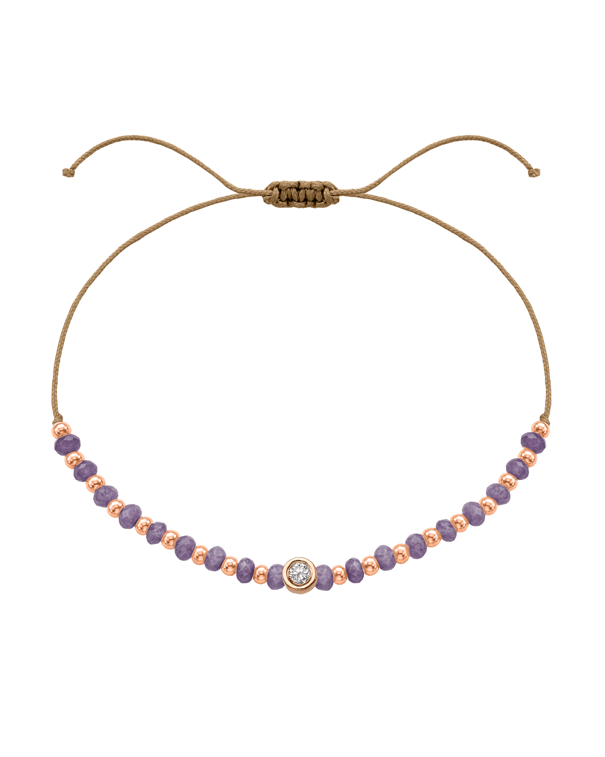 Amethyst Gemstone String of Love Bracelet for Tranquility - 14K Rose Gold Bracelets magal-dev Camel Medium: 0.04ct