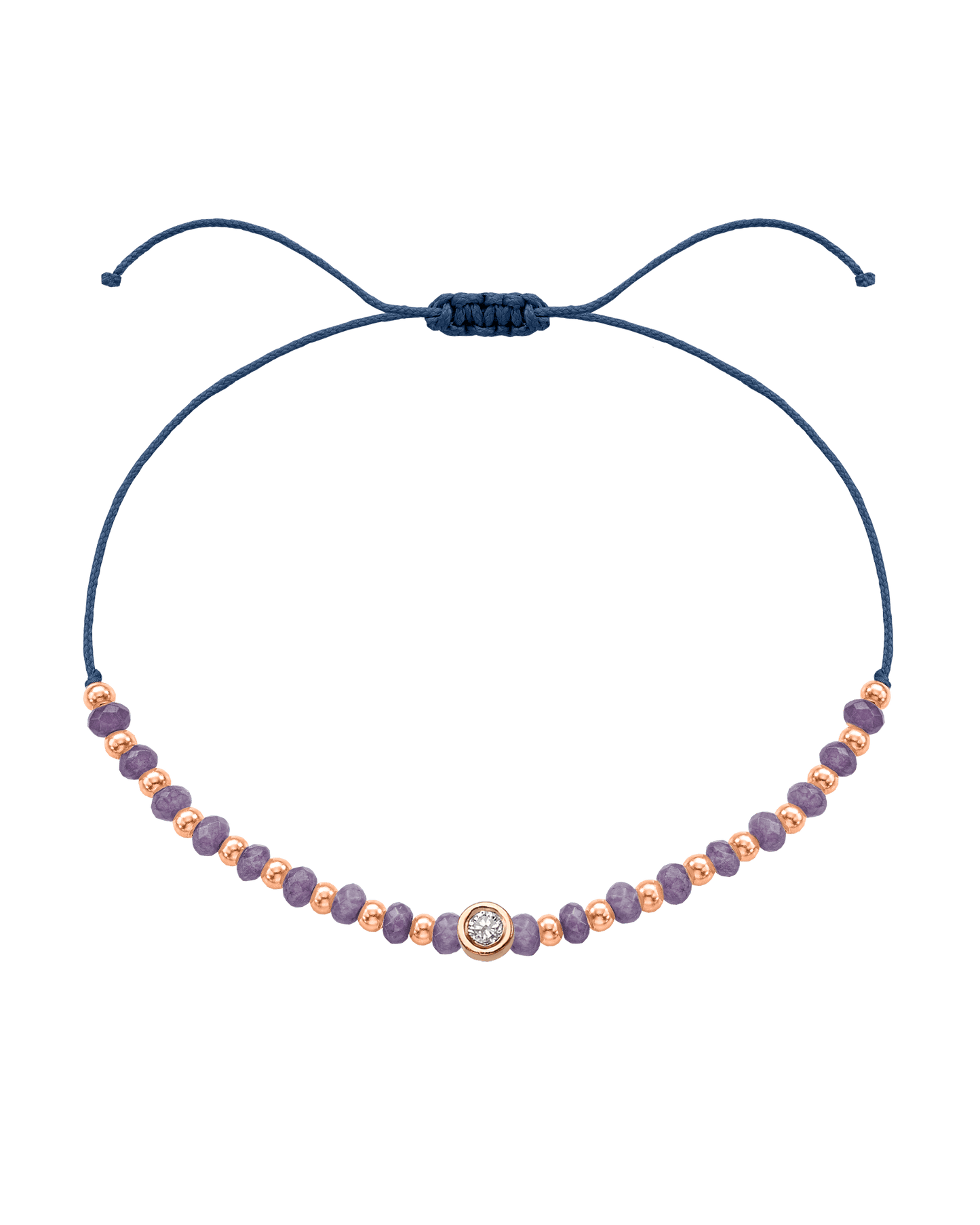 Amethyst Gemstone String of Love Bracelet for Tranquility - 14K Rose Gold Bracelets magal-dev Indigo Medium: 0.04ct