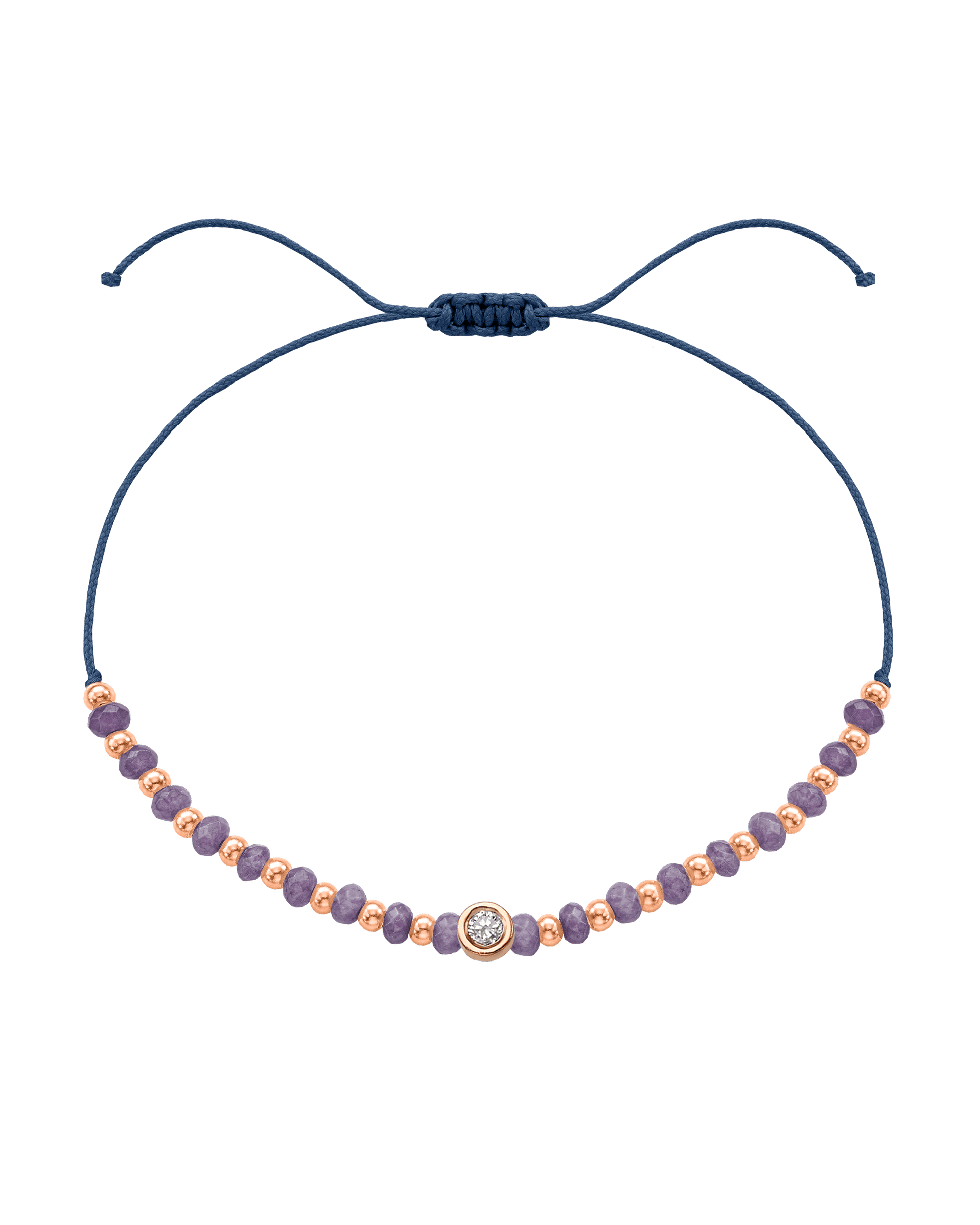 Amethyst Gemstone String of Love Bracelet for Tranquility - 14K Rose Gold Bracelets magal-dev Indigo Medium: 0.04ct