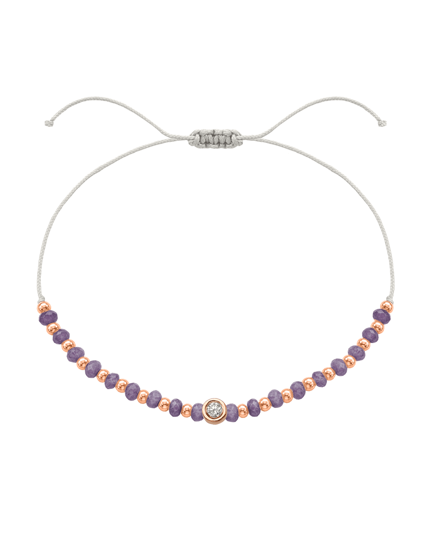 Amethyst Gemstone String of Love Bracelet for Tranquility - 14K Rose Gold Bracelets magal-dev Pearl Medium: 0.04ct
