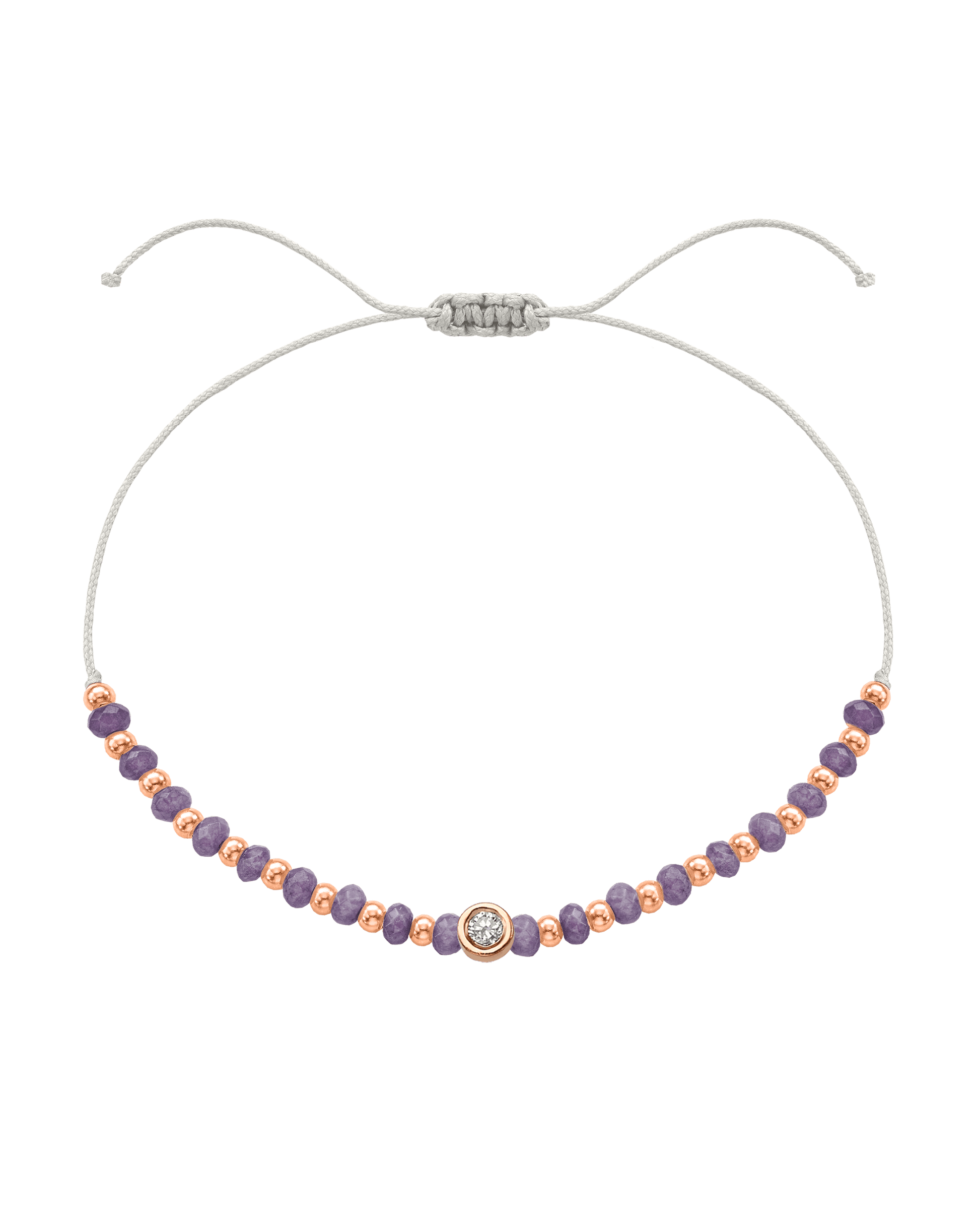 Amethyst Gemstone String of Love Bracelet for Tranquility - 14K Rose Gold Bracelets magal-dev Pearl Medium: 0.04ct