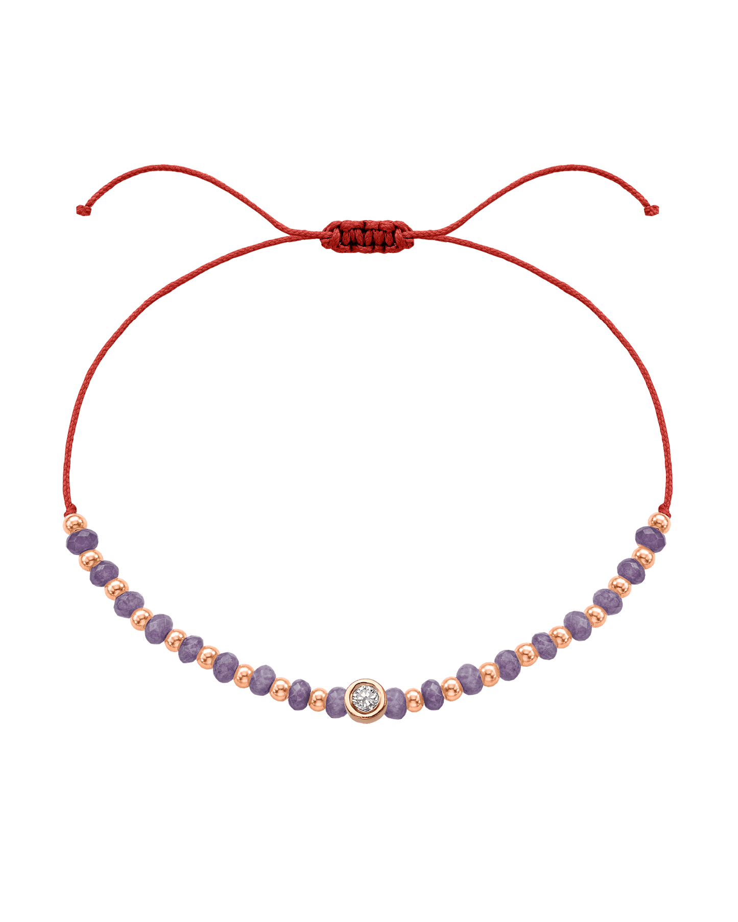 Amethyst Gemstone String of Love Bracelet for Tranquility - 14K Rose Gold Bracelets magal-dev Red Medium: 0.04ct