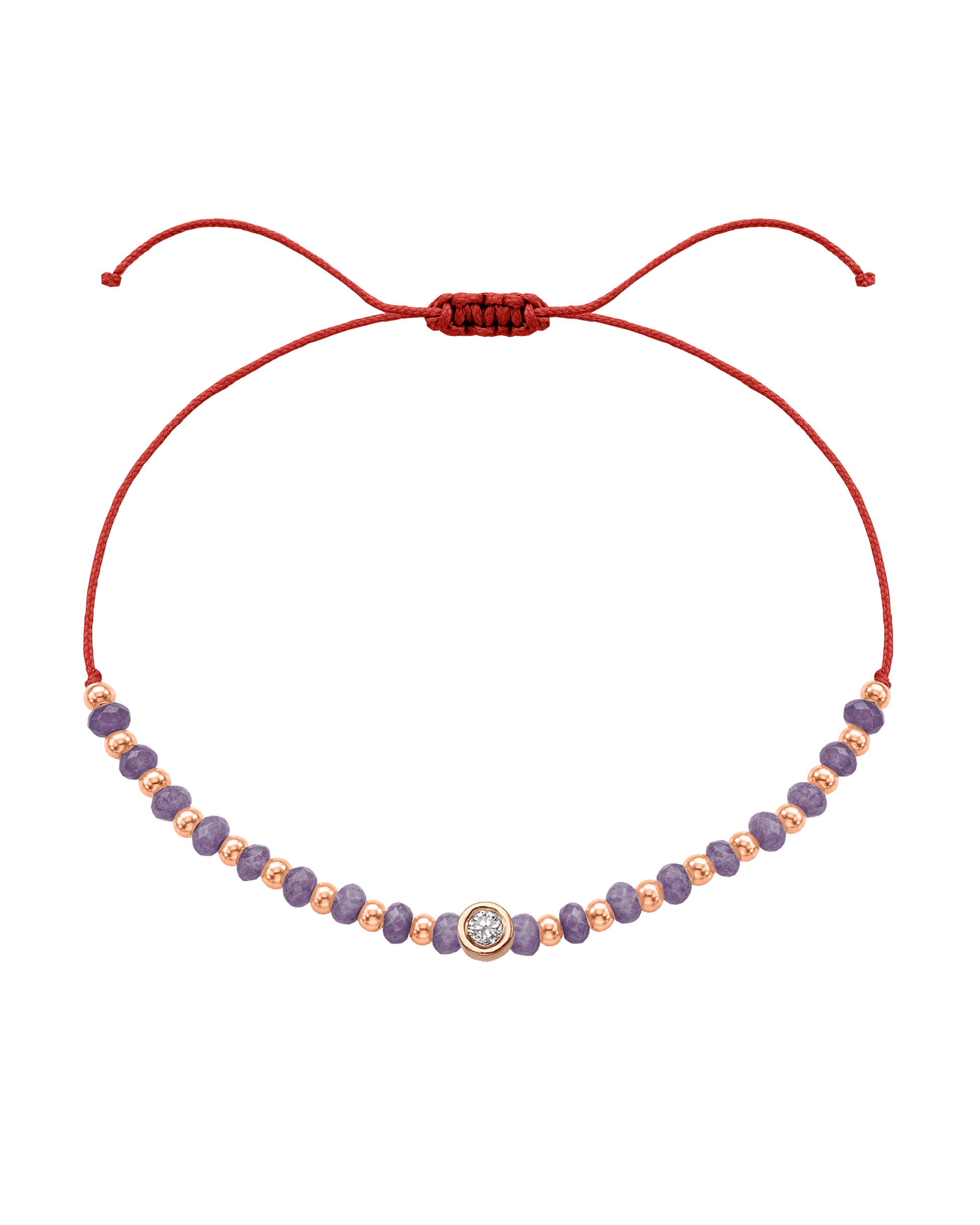 Amethyst Gemstone String of Love Bracelet for Tranquility - 14K Rose Gold Bracelets magal-dev Red Medium: 0.04ct