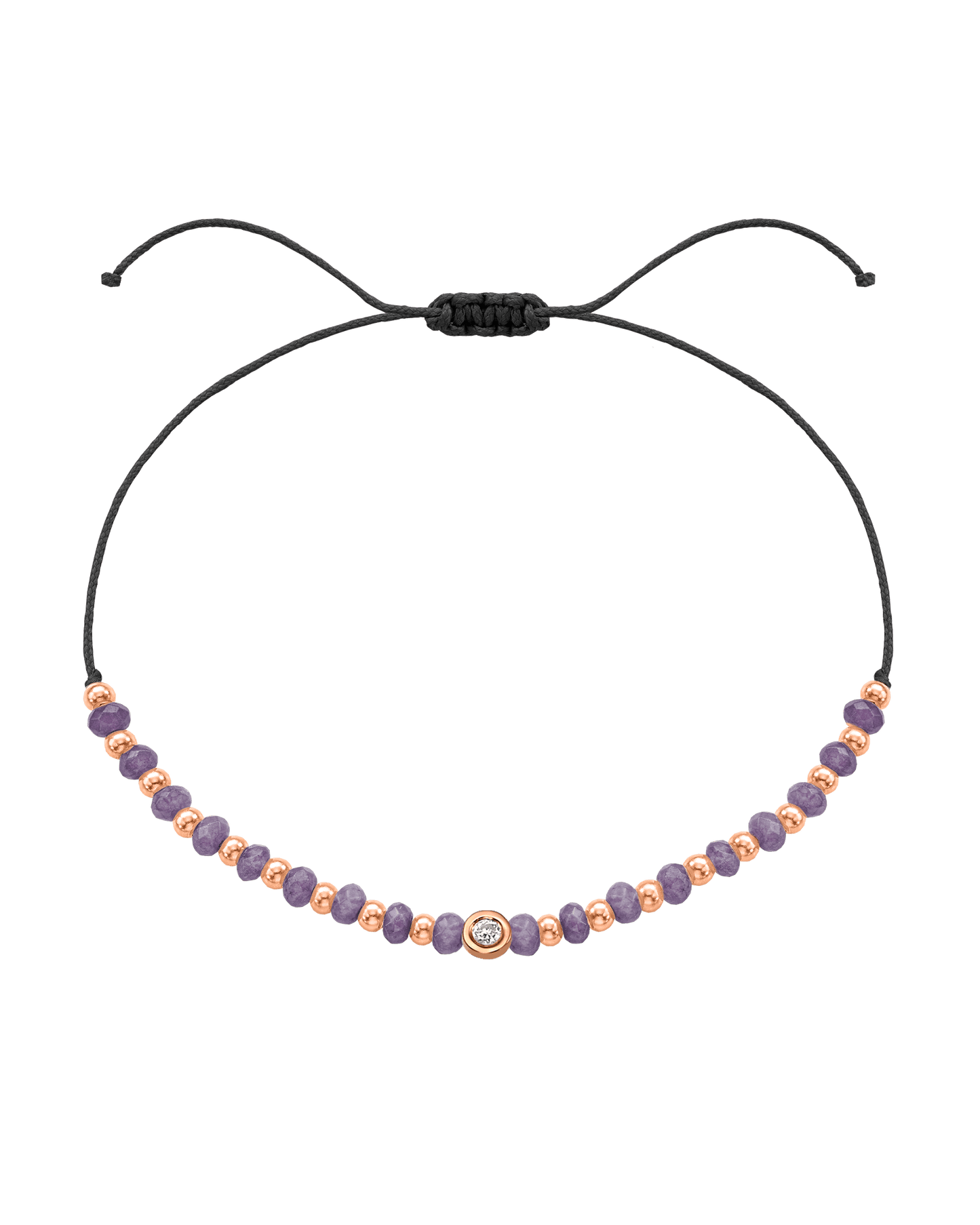 Amethyst Gemstone String of Love Bracelet for Tranquility - 14K Rose Gold Bracelets magal-dev Black Small: 0.03ct