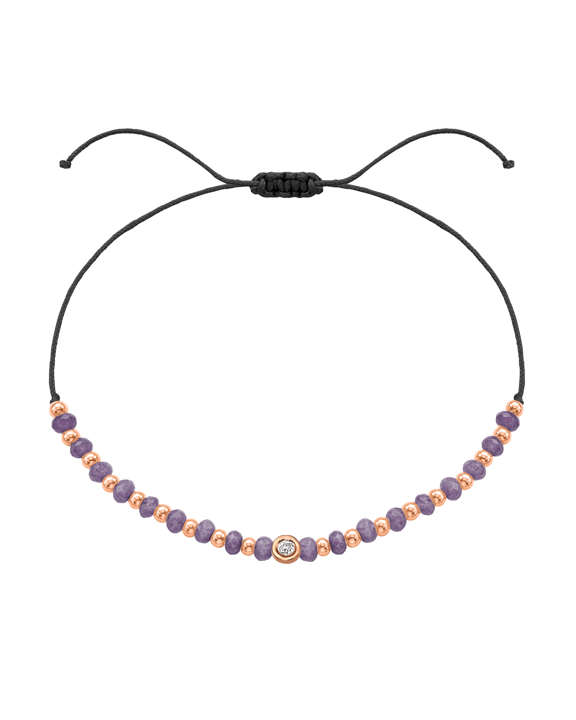 Amethyst Gemstone String of Love Bracelet for Tranquility - 14K Rose Gold Bracelets magal-dev Black Small: 0.03ct