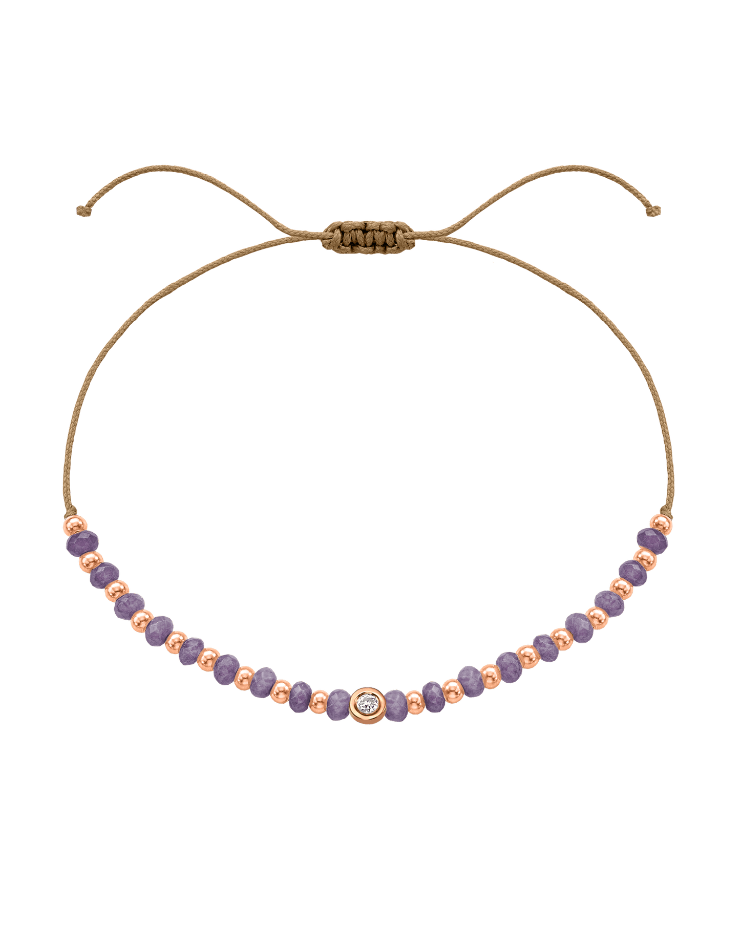 Amethyst Gemstone String of Love Bracelet for Tranquility - 14K Rose Gold Bracelets magal-dev Camel Small: 0.03ct