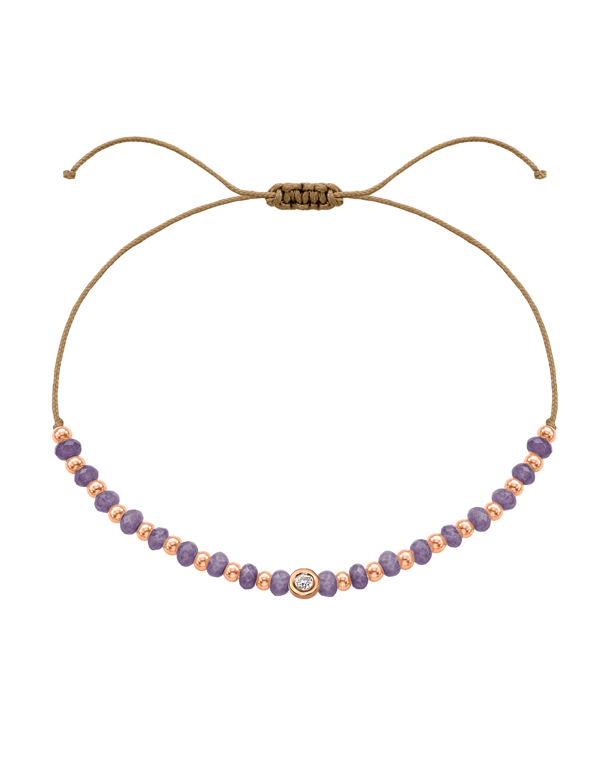 Amethyst Gemstone String of Love Bracelet for Tranquility - 14K Rose Gold Bracelets magal-dev Camel Small: 0.03ct