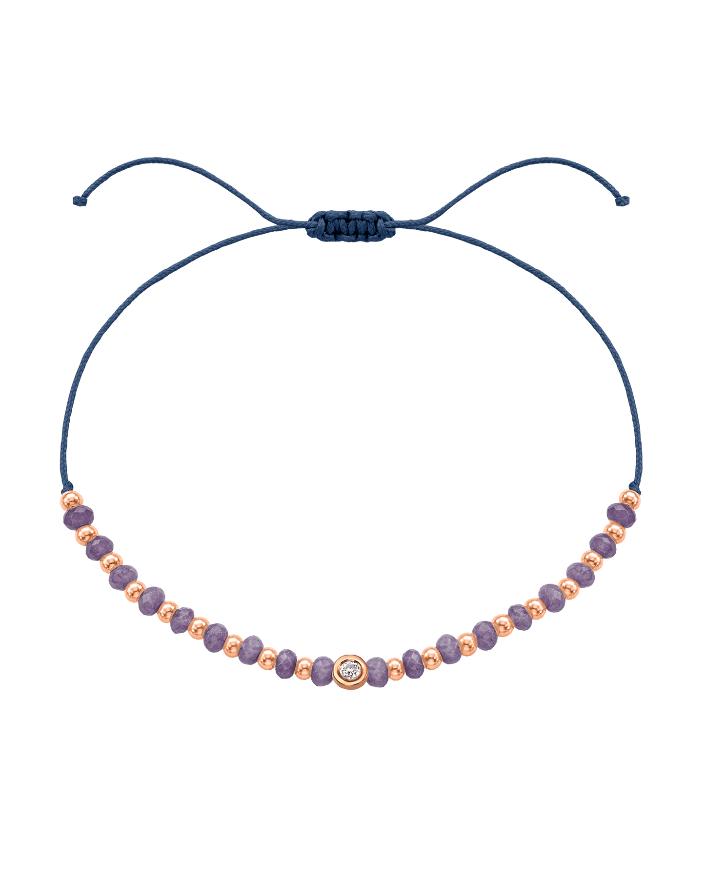 Amethyst Gemstone String of Love Bracelet for Tranquility - 14K Rose Gold Bracelets magal-dev Indigo Small: 0.03ct