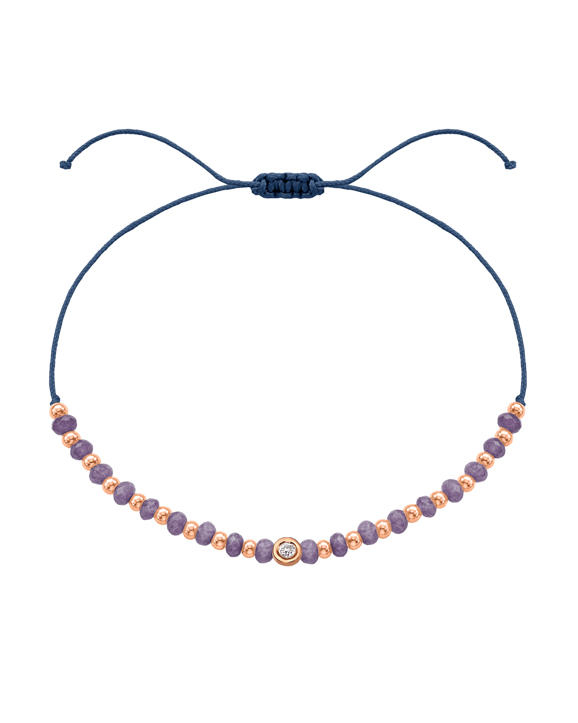 Amethyst Gemstone String of Love Bracelet for Tranquility - 14K Rose Gold Bracelets magal-dev Indigo Small: 0.03ct
