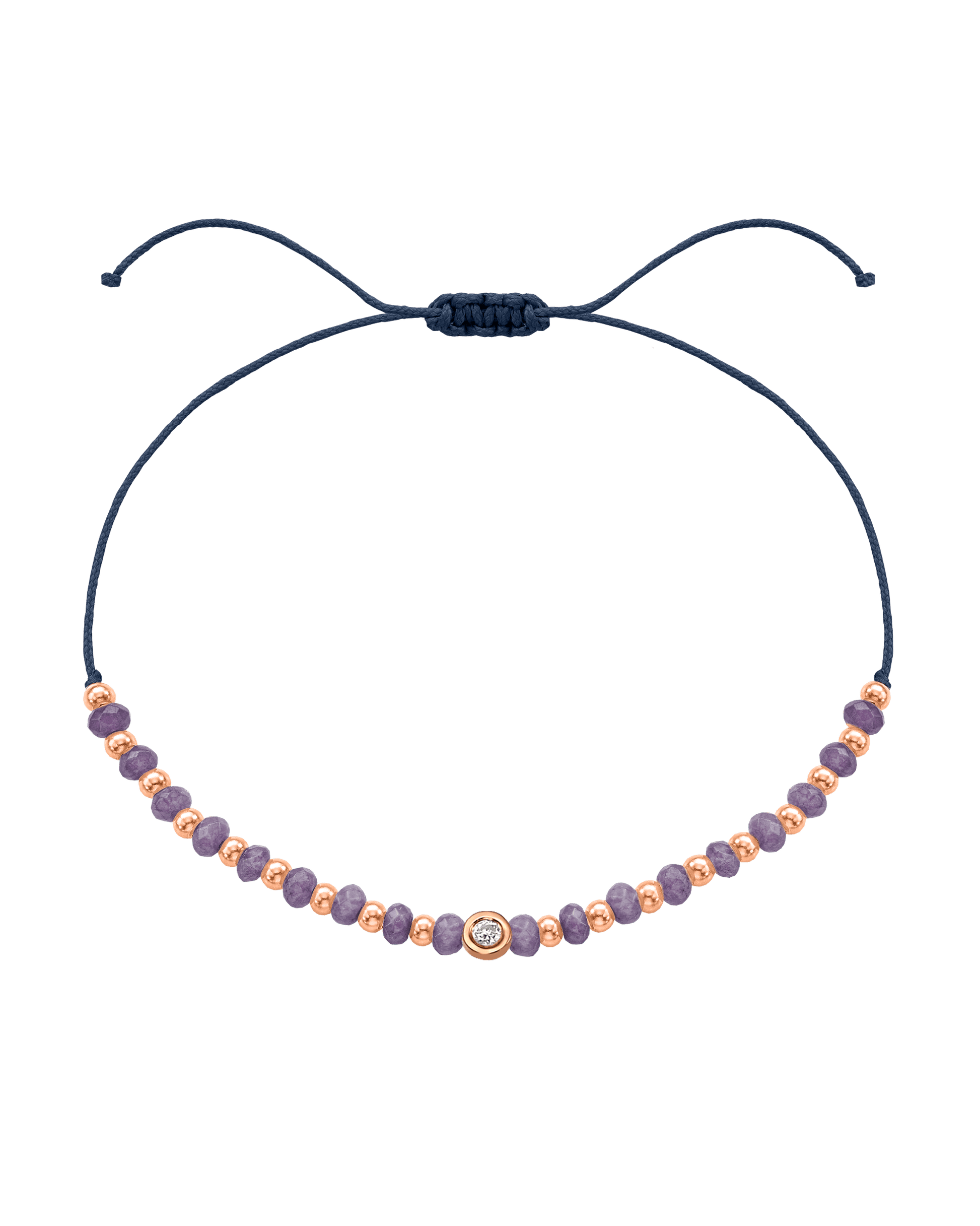 Amethyst Gemstone String of Love Bracelet for Tranquility - 14K Rose Gold Bracelets magal-dev Navy Blue Small: 0.03ct